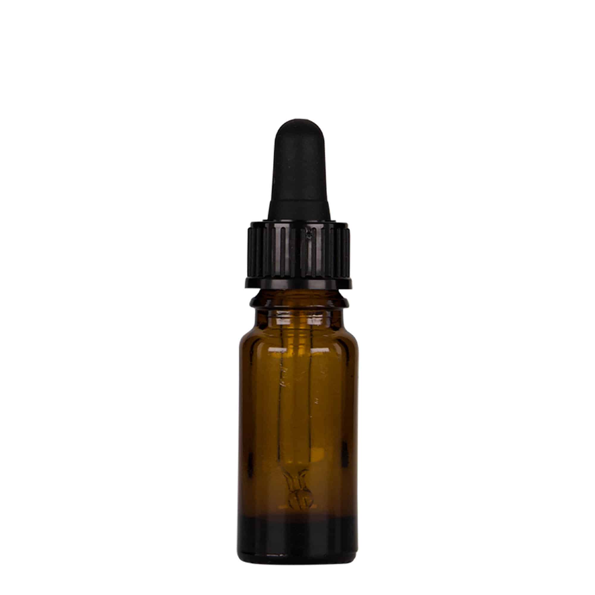 10 ml buteleczka z pipetą, medyczna, szkło, brązowo-czarna, wylot: DIN 18