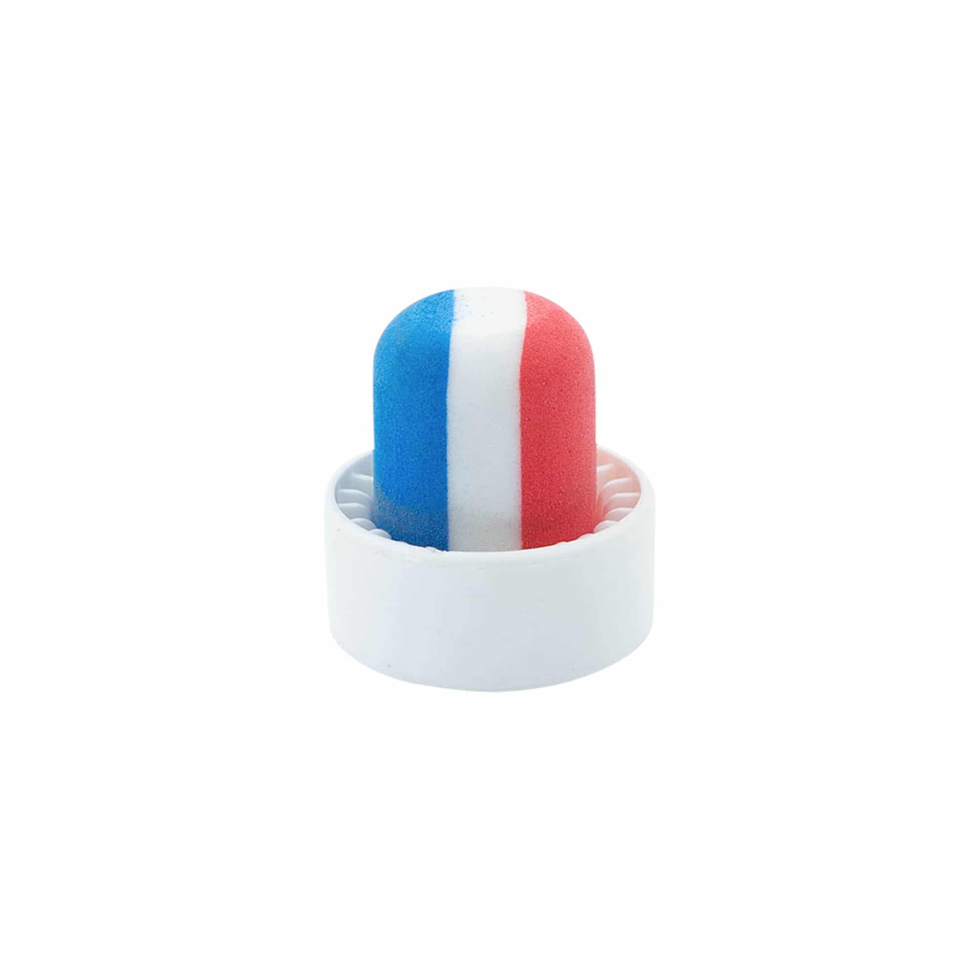 Korek z uchwytem 19 mm 'Francja', tworzywo sztuczne, wielokolorowy, do otworu: korek