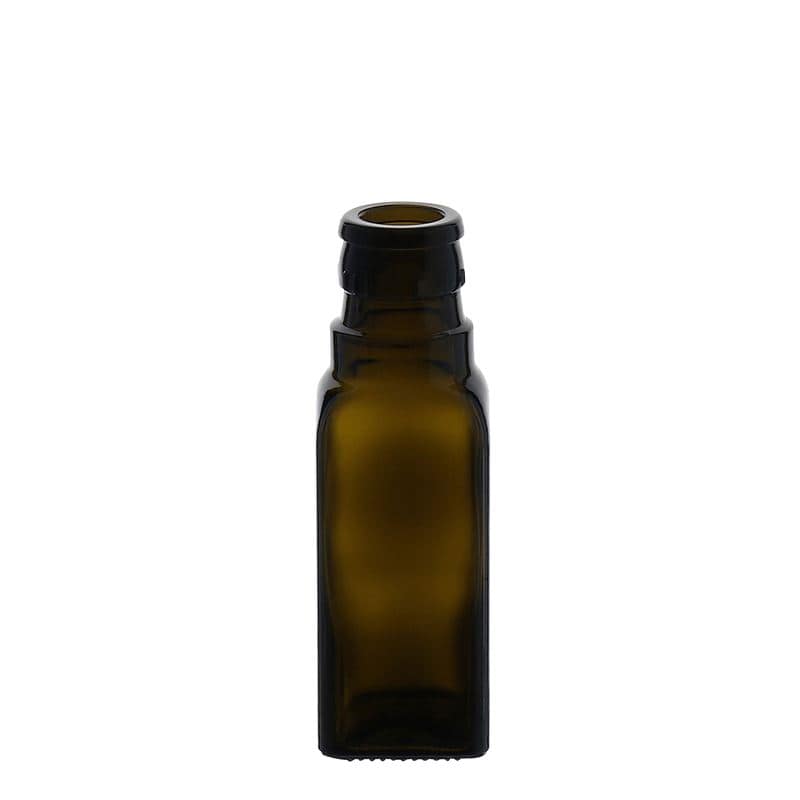 100 ml butelka na ocet/olej 'Quadra', szkło, kwadratowa, kolor zielony antyczny, zamknięcie: DOP