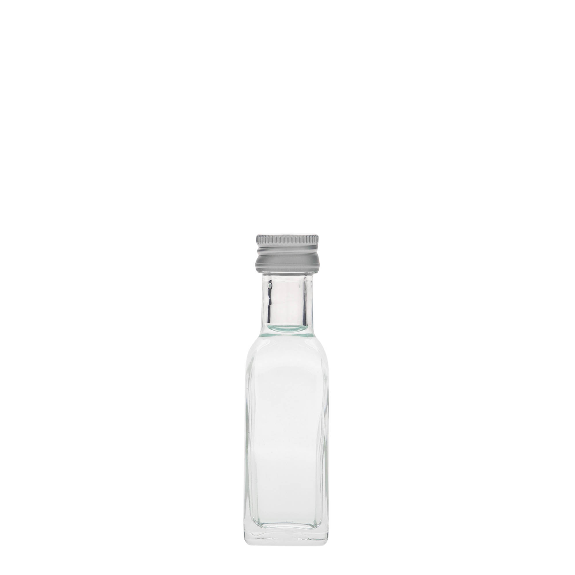 20 ml butelka szklana 'Marasca', kwadratowa, szyjka: PP 18 20 ml butelka szklana 'Marasca', kwadratowa, szyjka: PP 18