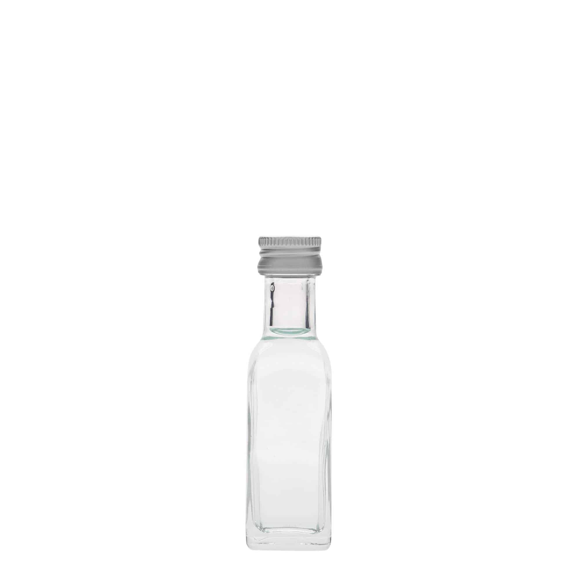 20 ml butelka szklana 'Marasca', kwadratowa, szyjka: PP 18