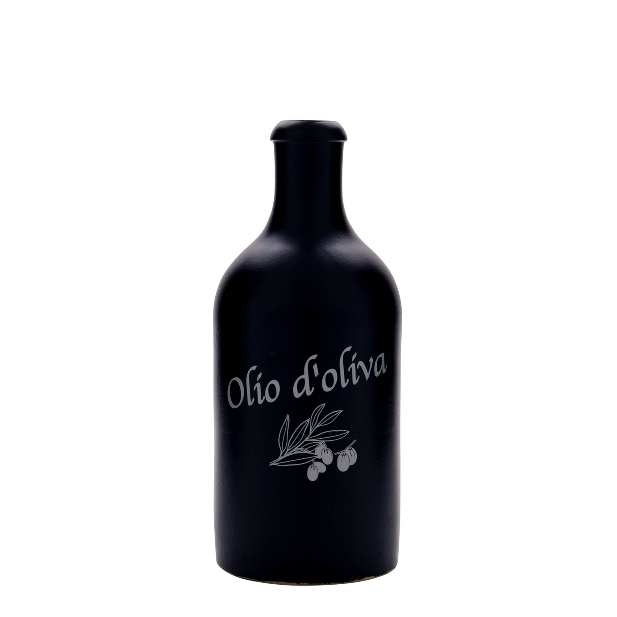 500 ml dzbanek na olej, motyw: Olio d'Oliva, kamionka, czarny, wylew: korek 500 ml dzbanek na olej, motyw: Olio d'Oliva, kamionka, czarny, wylew: korek