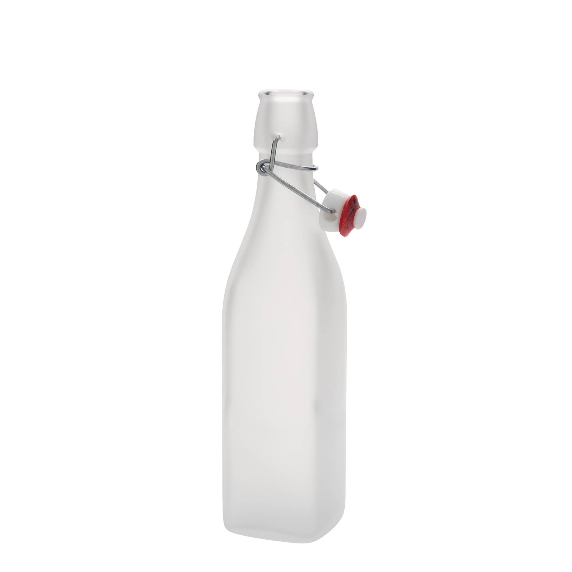 500 ml butelka szklana „Swing”, kwadratowa, biała, otwór: zamknięcie na zatrzask