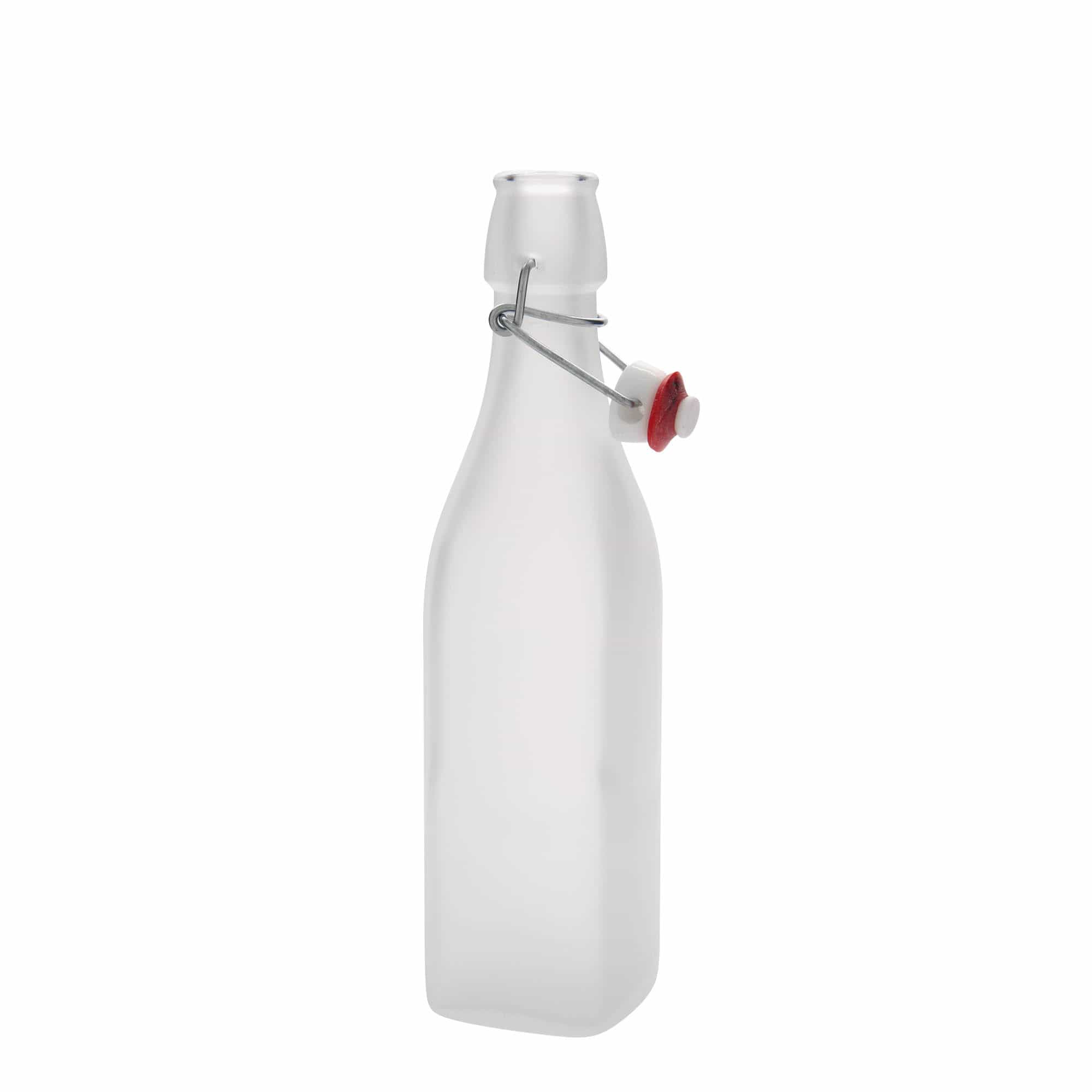 500 ml butelka szklana „Swing”, kwadratowa, biała, otwór: zamknięcie na zatrzask 500 ml butelka szklana „Swing”, kwadratowa, biała, otwór: zamknięcie na zatrzask