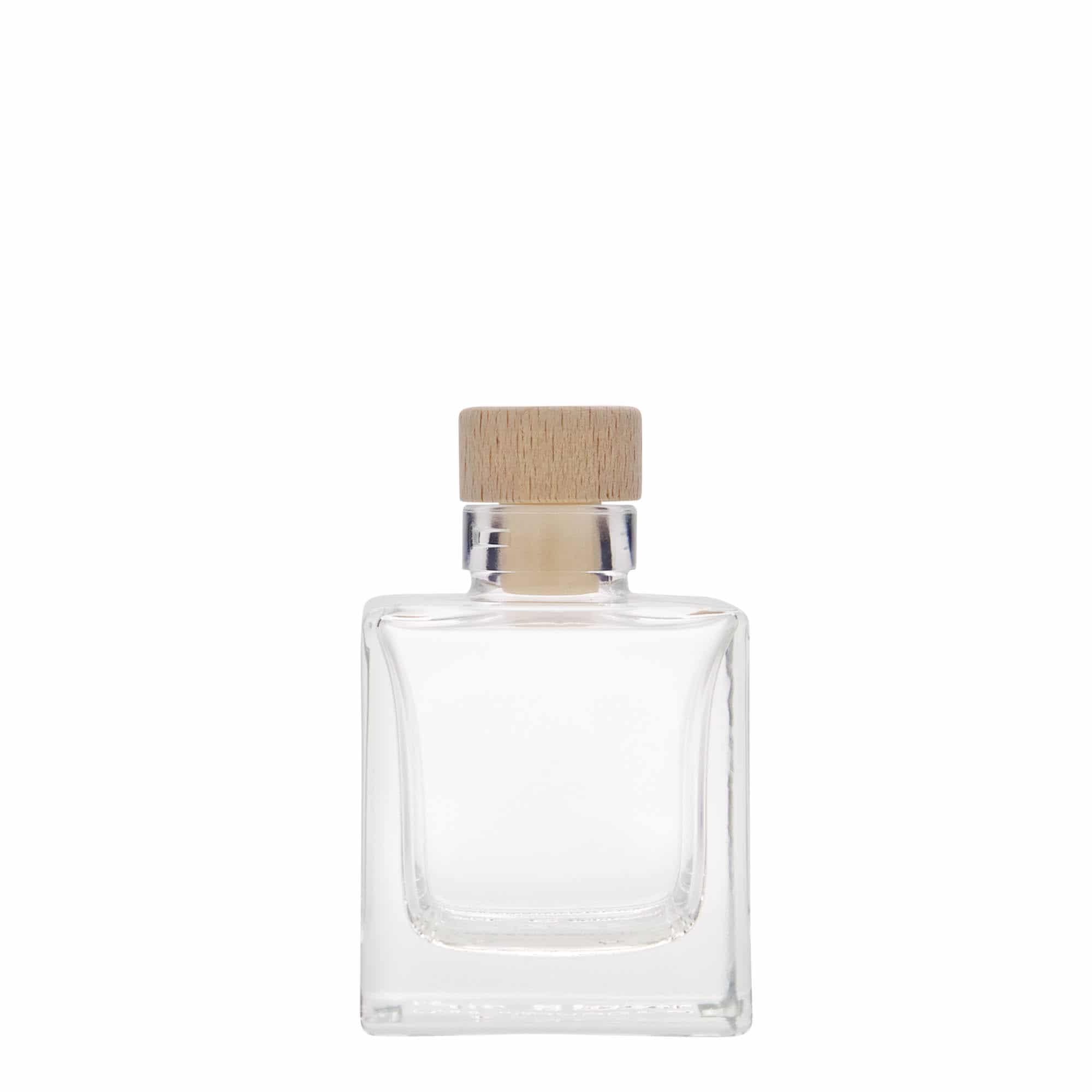 100 ml butelka szklana 'Cube', kwadratowa, zamknięcie: korek