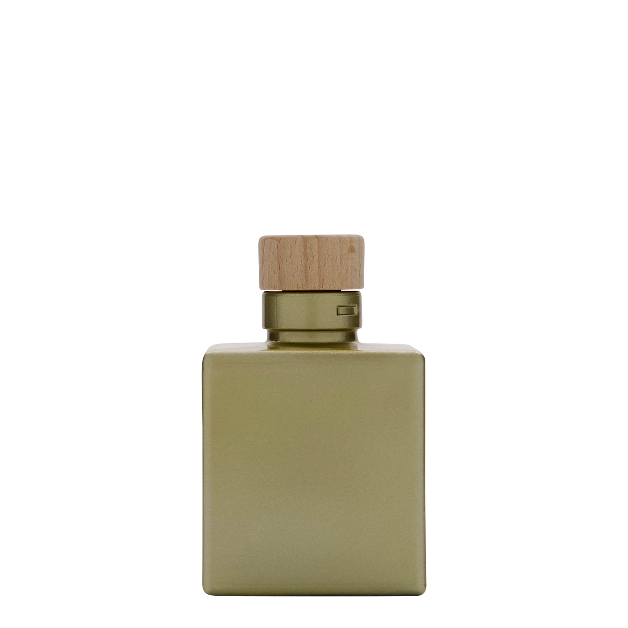 100 ml szklana butelka 'Cube', kwadratowa, złota, wylot: korek