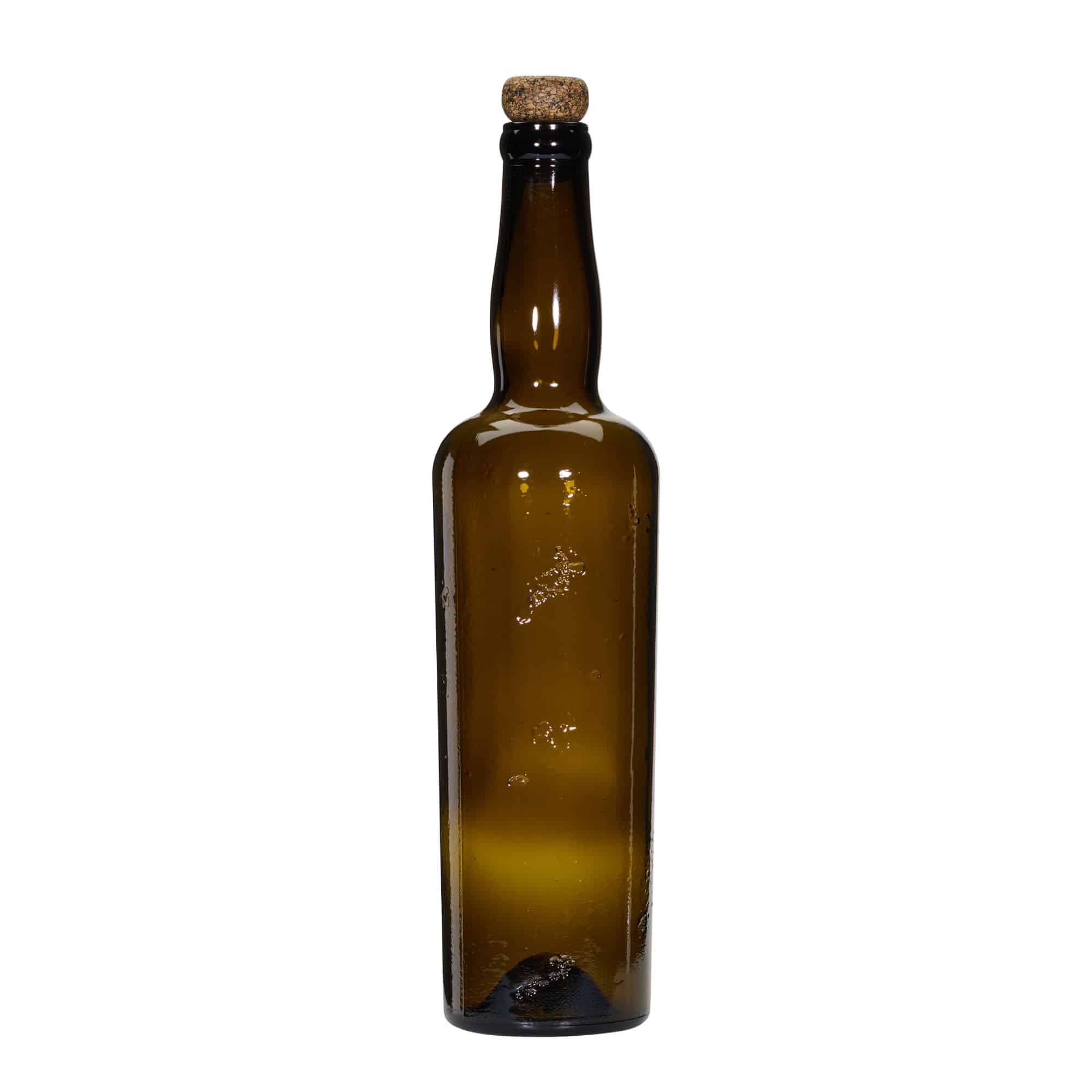 750 ml dziko wykonana butelka szklana 'Siroco', brązowa, szyjka: korek