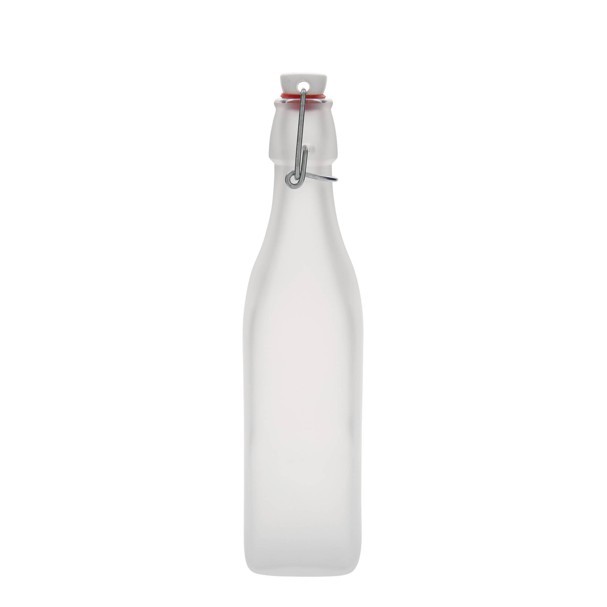 500 ml butelka szklana „Swing”, kwadratowa, biała, otwór: zamknięcie na zatrzask 500 ml butelka szklana „Swing”, kwadratowa, biała, otwór: zamknięcie na zatrzask