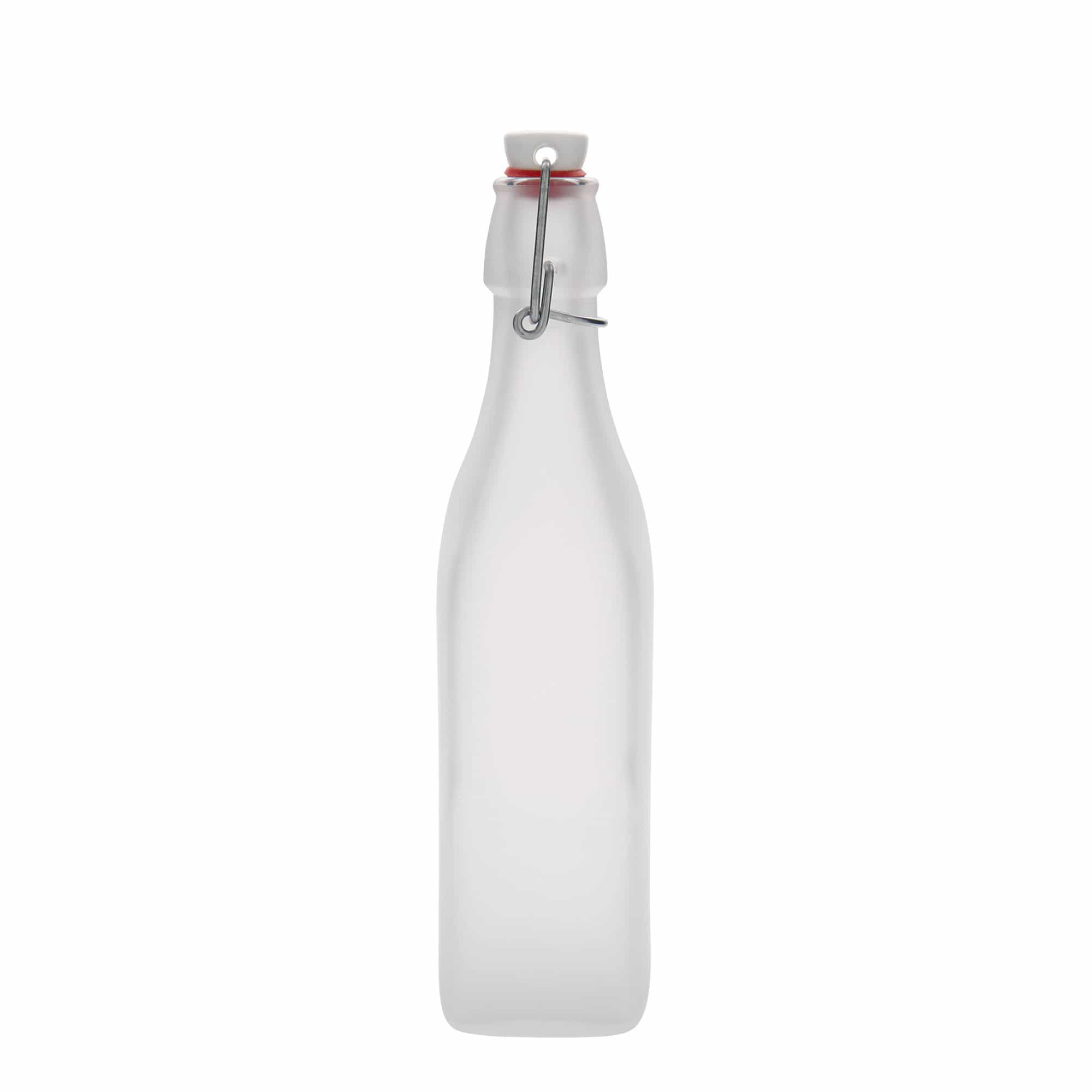 500 ml butelka szklana „Swing”, kwadratowa, biała, otwór: zamknięcie na zatrzask