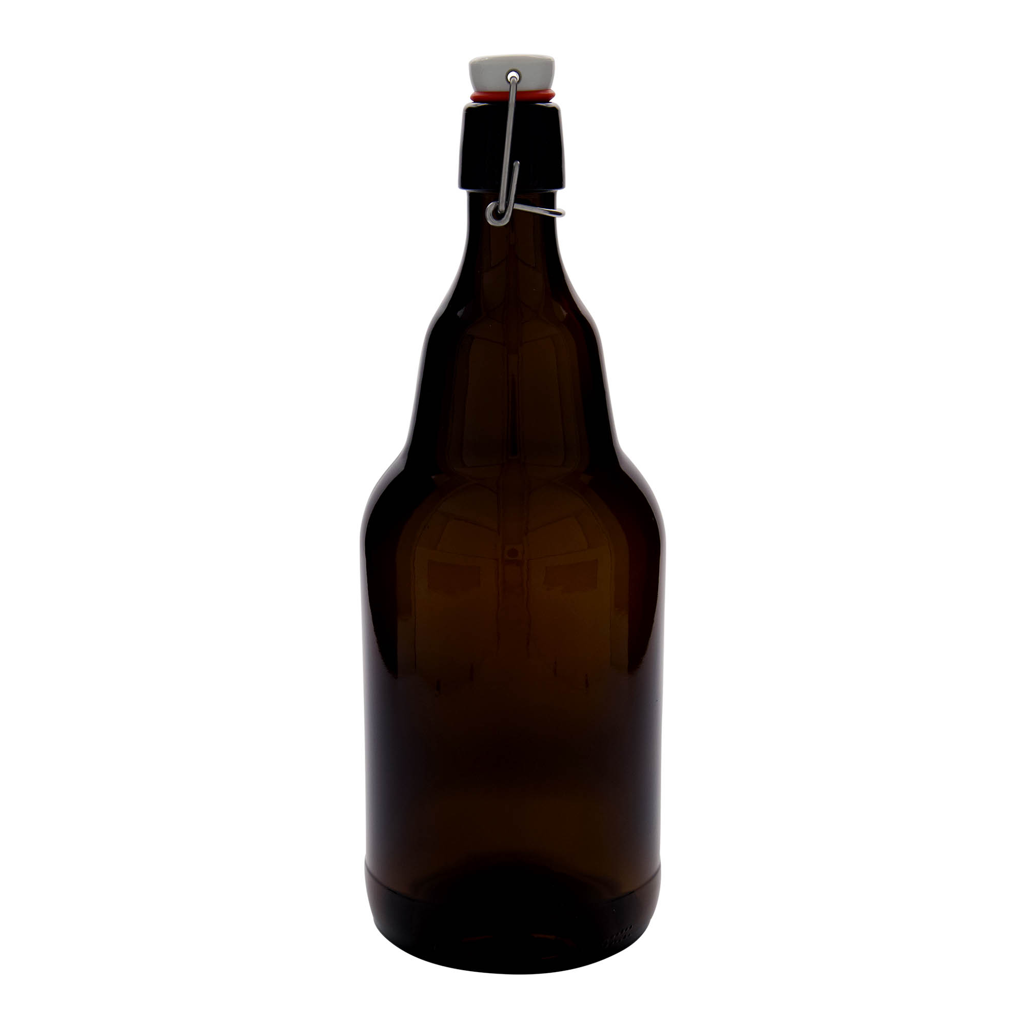 Butelka piwa 2.000 ml, szkło, brązowa, szyjka: zamknięcie na klips