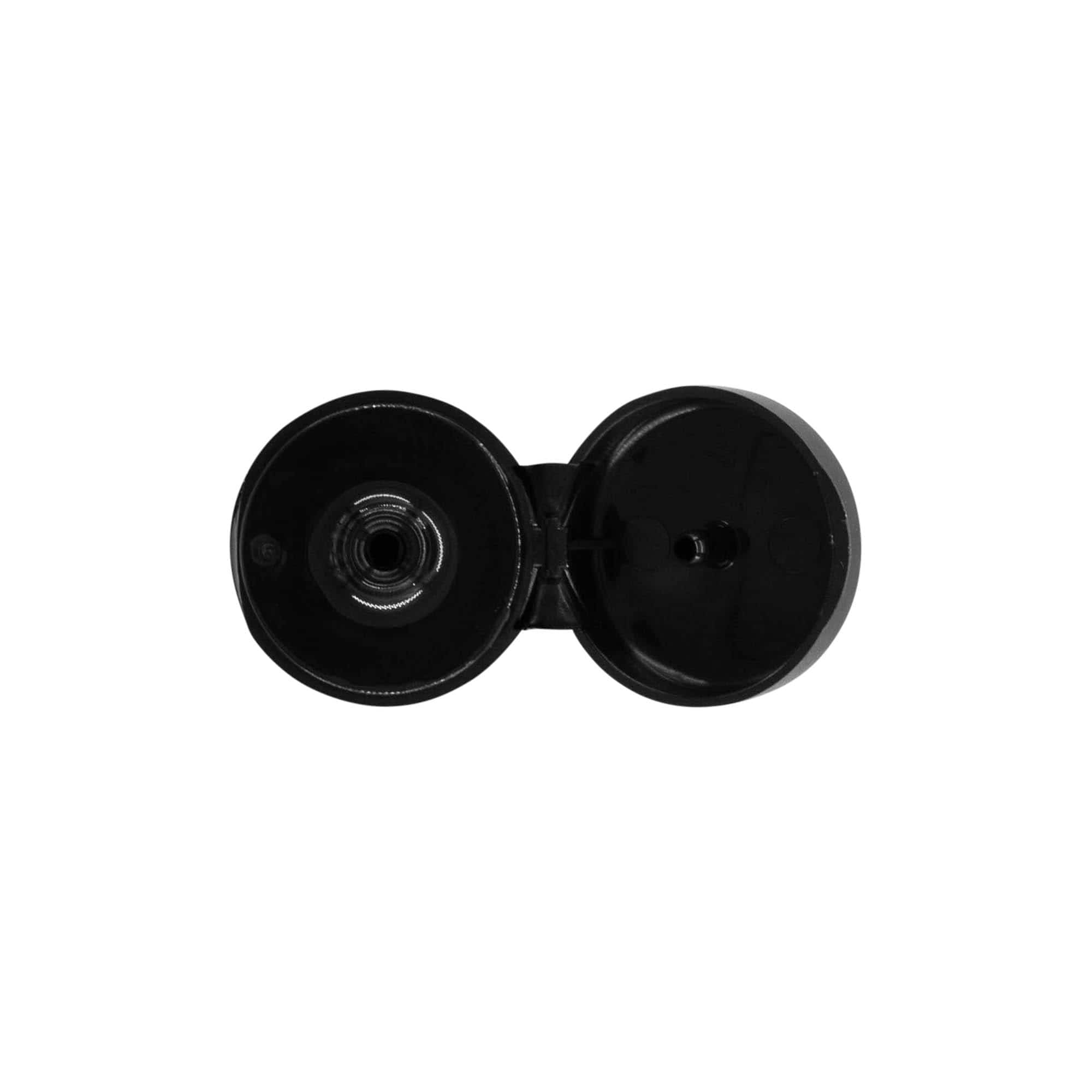 Zakrętka z zawiasem klapowym, tworzywo sztuczne PP, czarna, do gwintu: 20/410