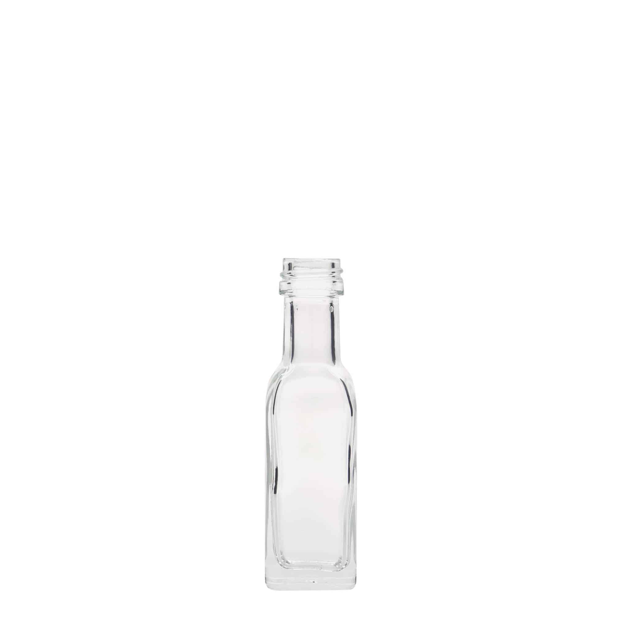 20 ml butelka szklana 'Marasca', kwadratowa, szyjka: PP 18
