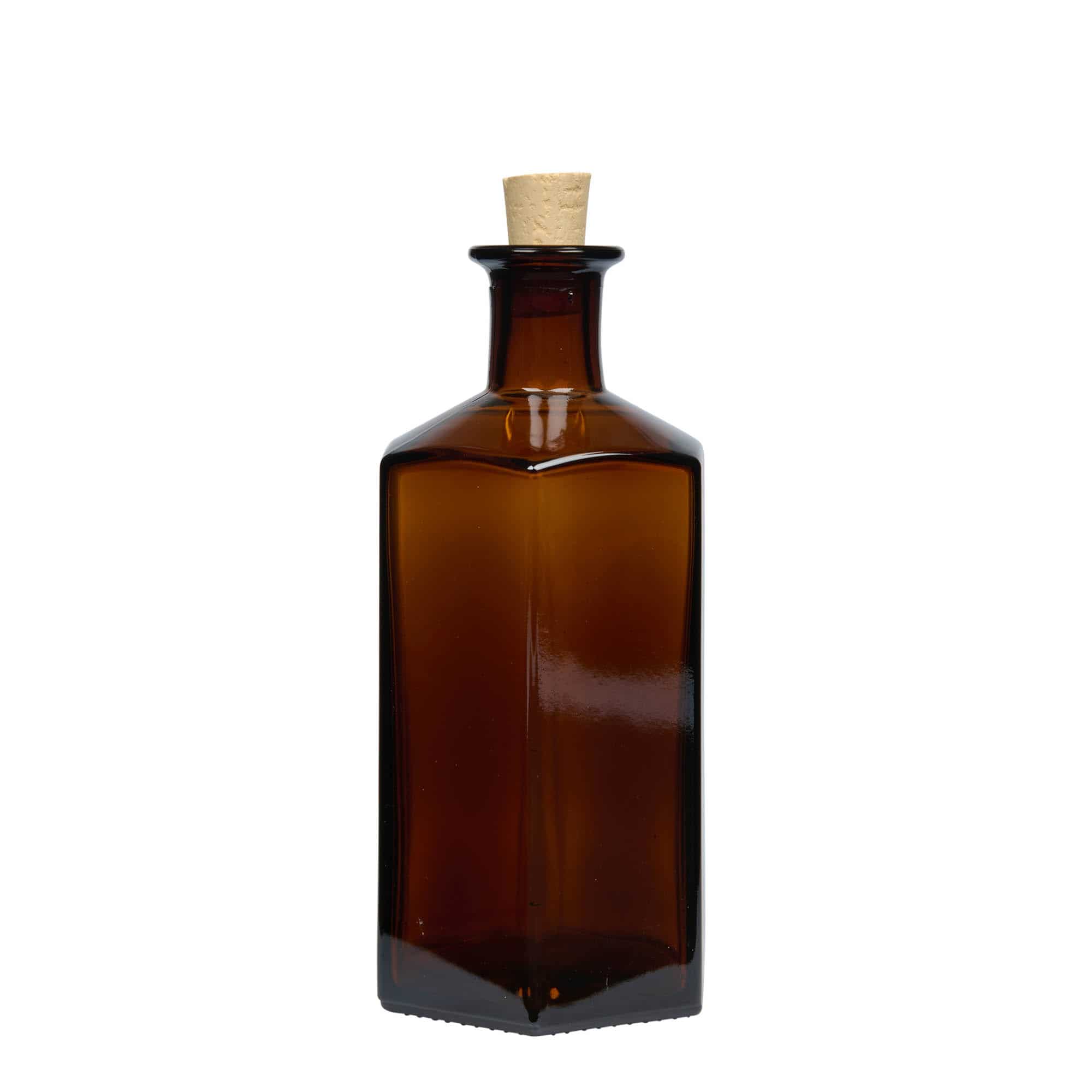 500 ml butelka szklana apteczna 'Jimmy'. sześciokątna. brązowy. zamknięcie: korek