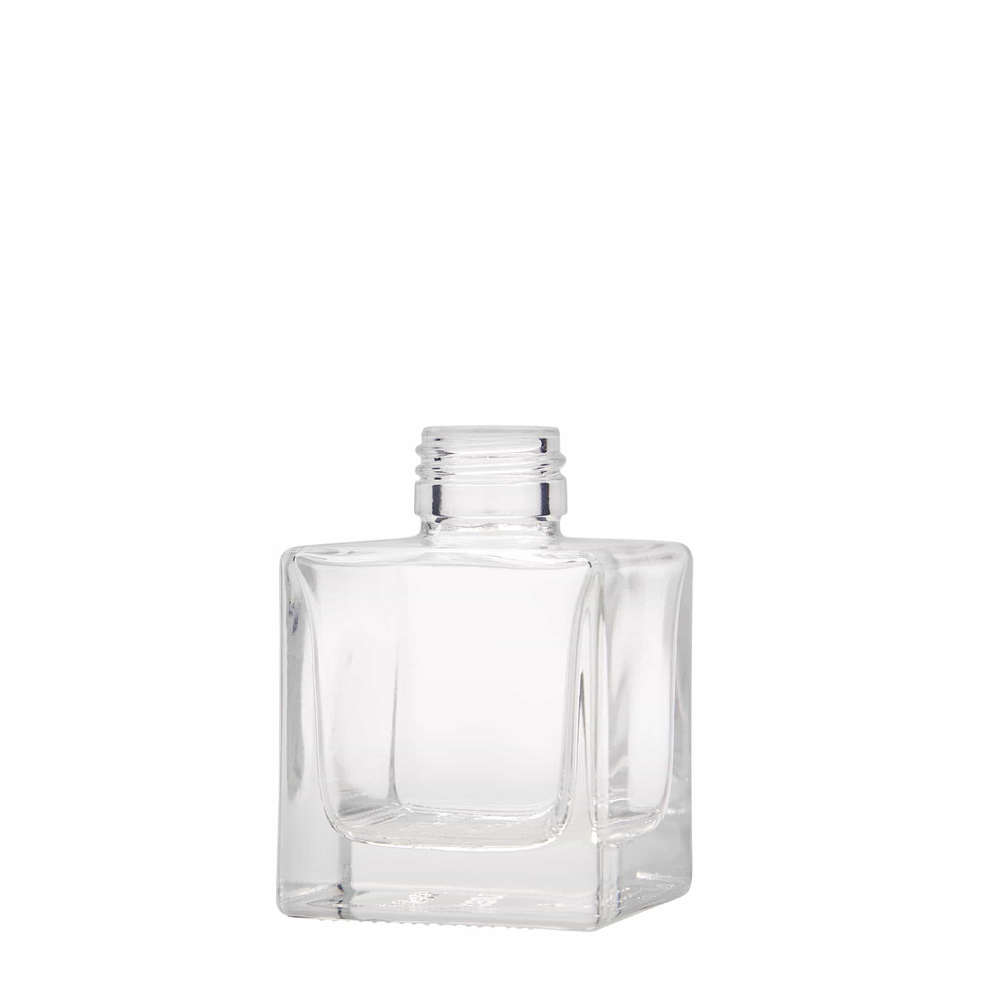 100 ml butelka szklana „Cube”, kwadratowa, gwint: PP 28