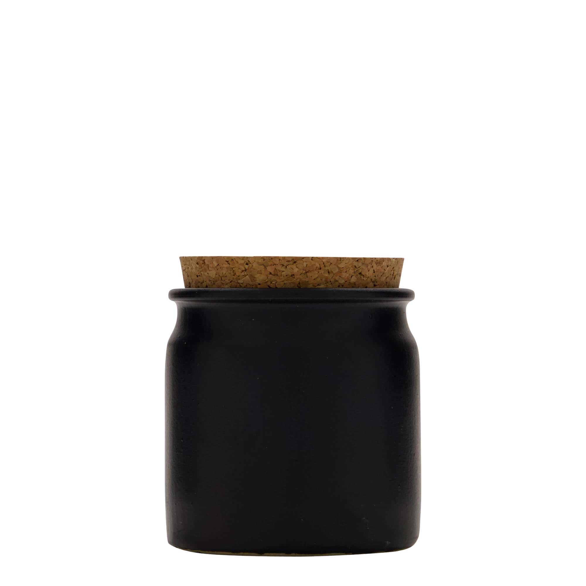 160 ml słoiczek kamionkowy, ceramika, kolor czarny, zamknięcie: korek