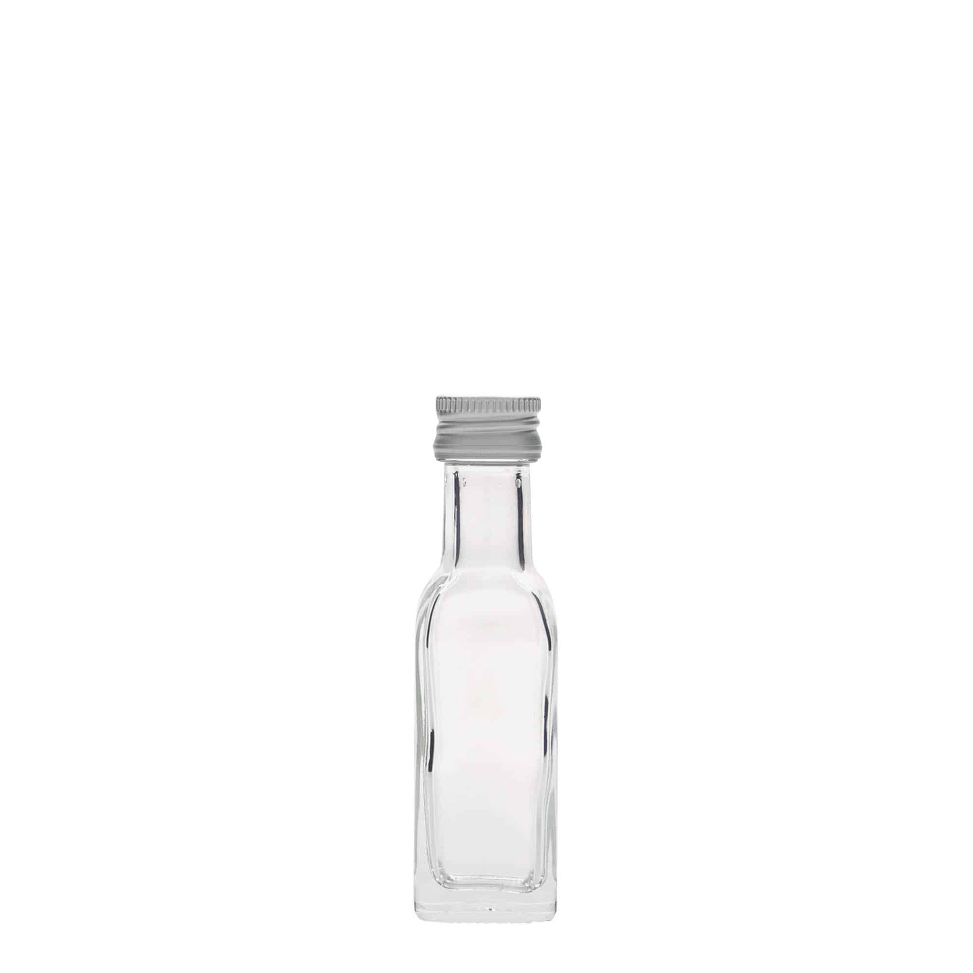 20 ml butelka szklana 'Marasca', kwadratowa, zamknięcie: PP 18