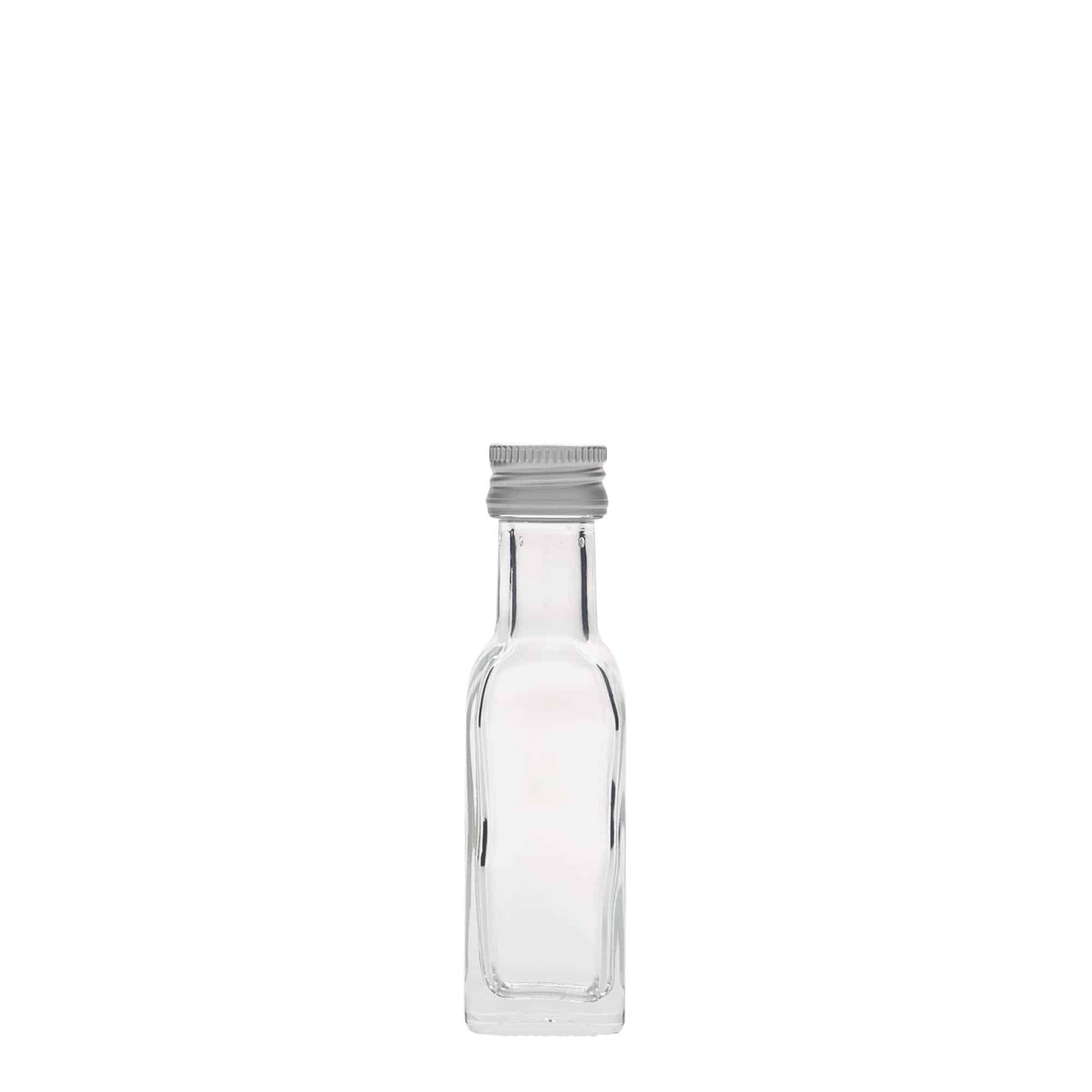 20 ml butelka szklana 'Marasca', kwadratowa, szyjka: PP 18