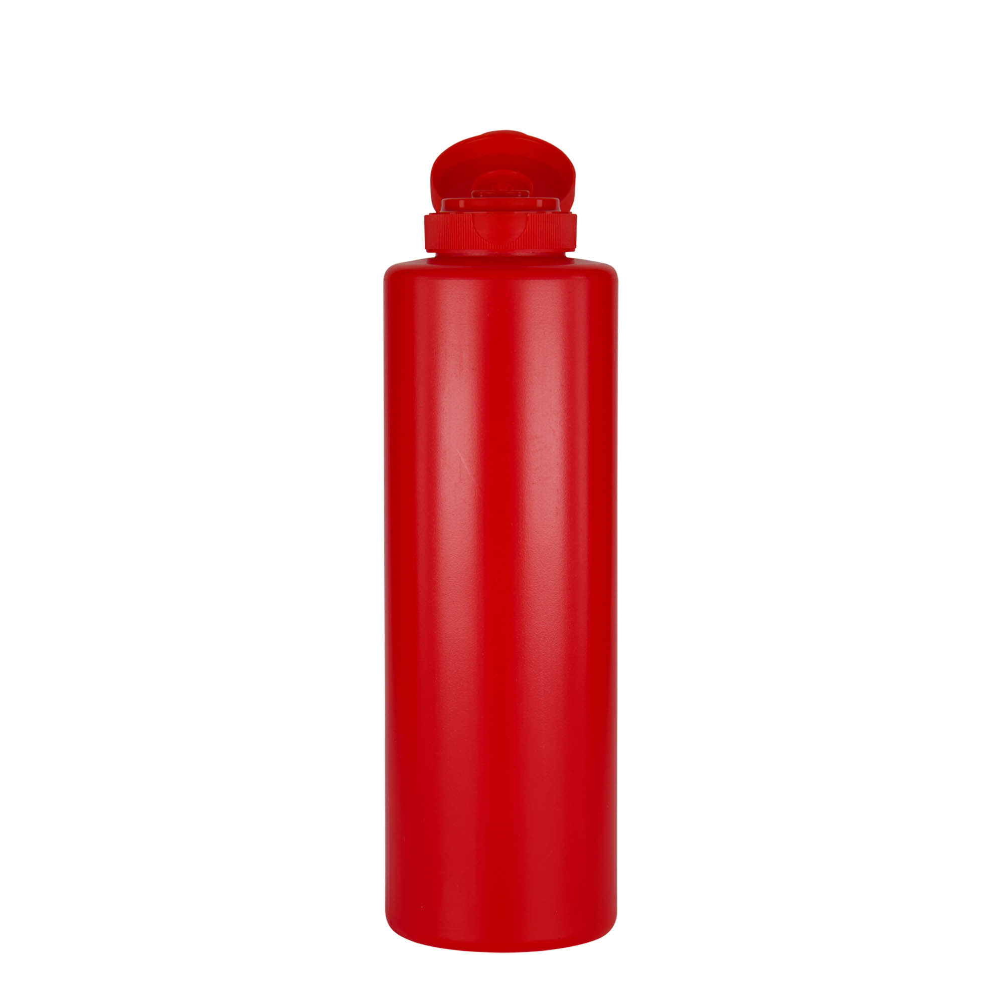 500 ml butelka na sos, tworzywo sztuczne LDPE, kolor czerwony, zamknięcie: GPI 38/400