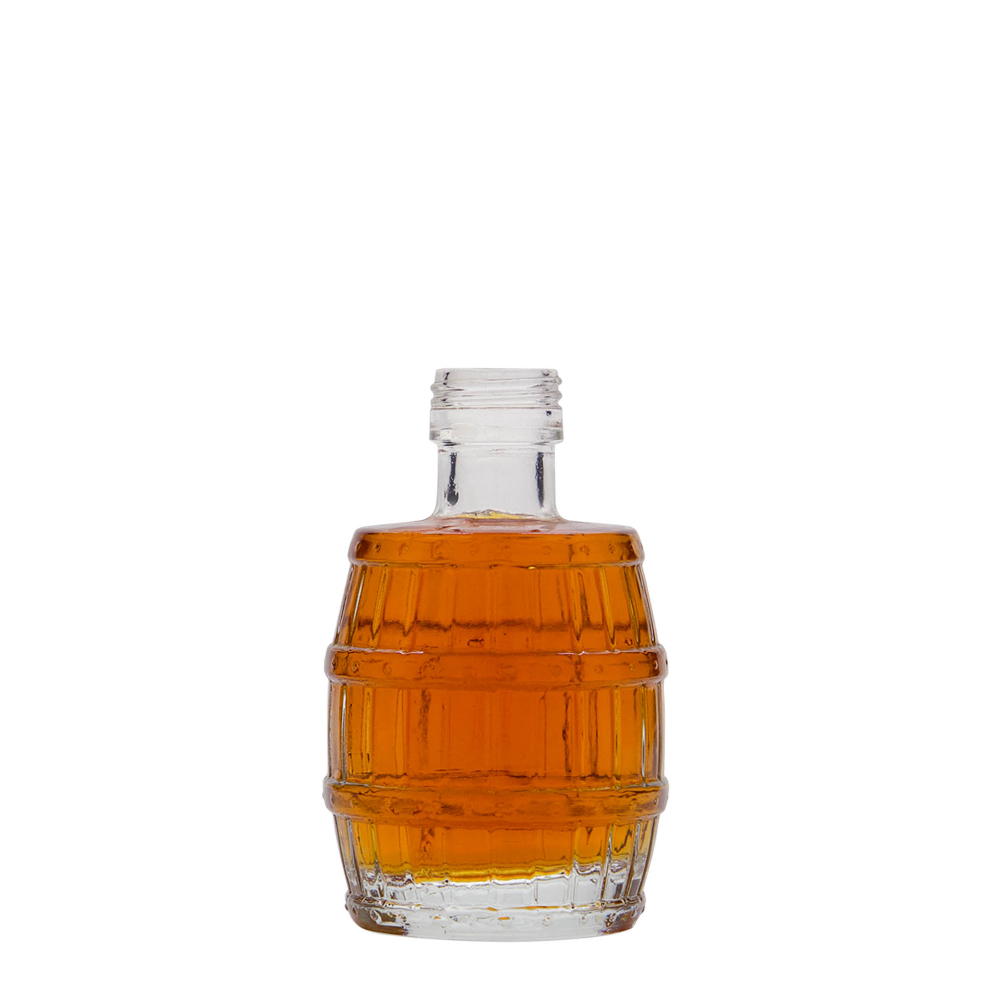 Butelka szklana 100 ml „beczka”, gwint: PP 24 Butelka szklana 100 ml „beczka”, gwint: PP 24