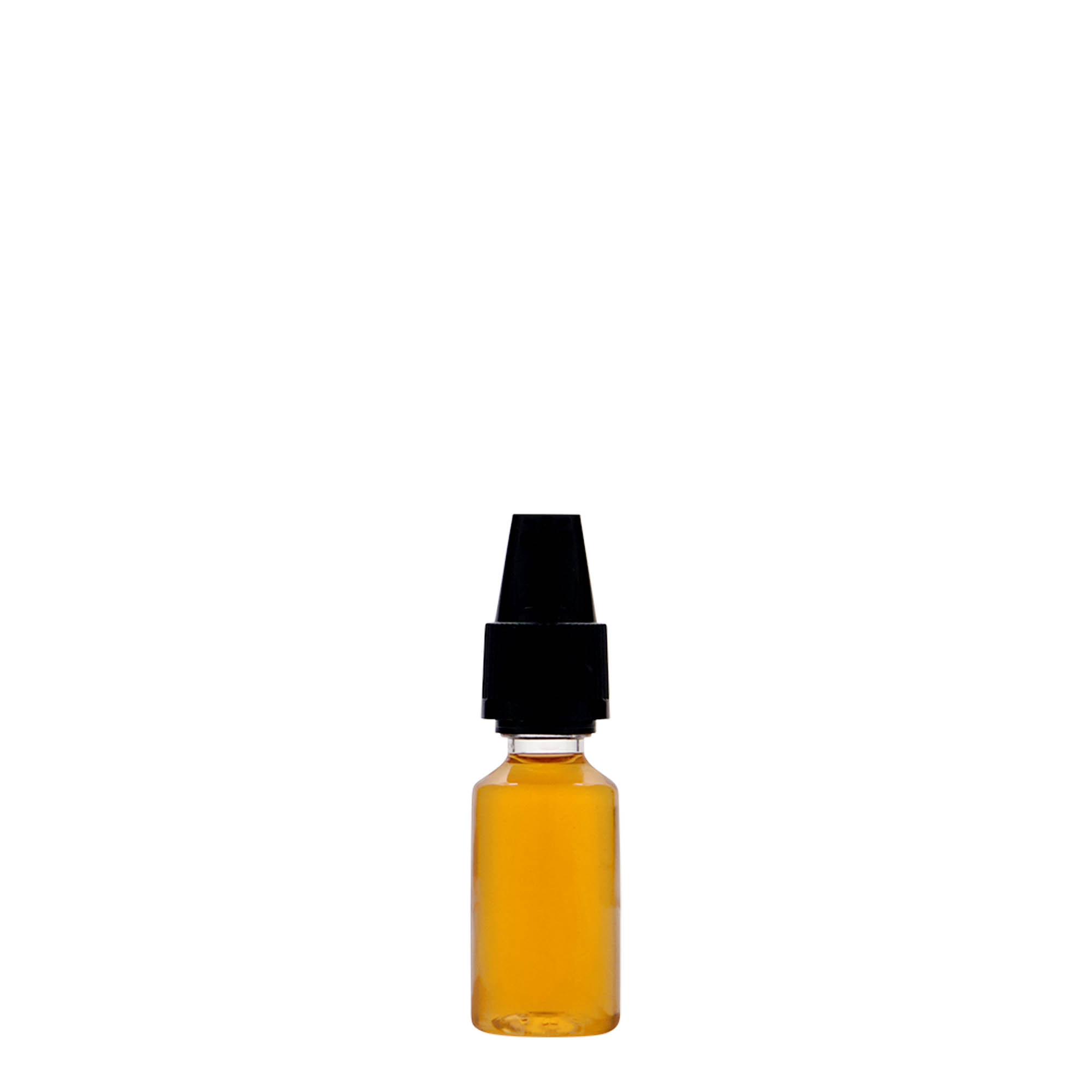 Butelka PET 10 ml „E-Liquid” z zabezpieczeniem jakościowym i zabezpieczeniem przed dziećmi, tworzywo sztuczne, zakończenie: zakrętka
