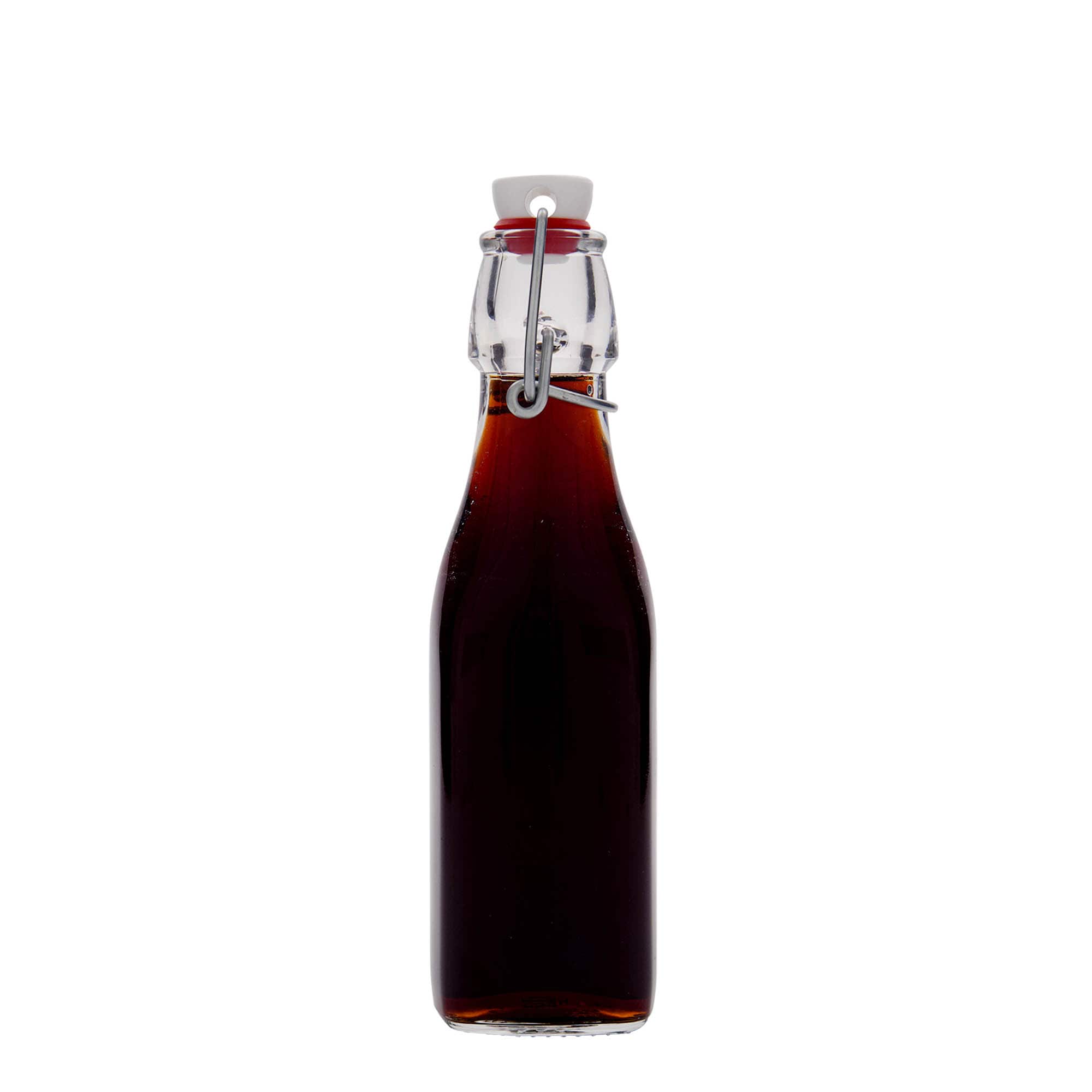 250 ml butelka szklana 'Swing', kwadratowa, zamknięcie: Zamknięcie pałąkowe