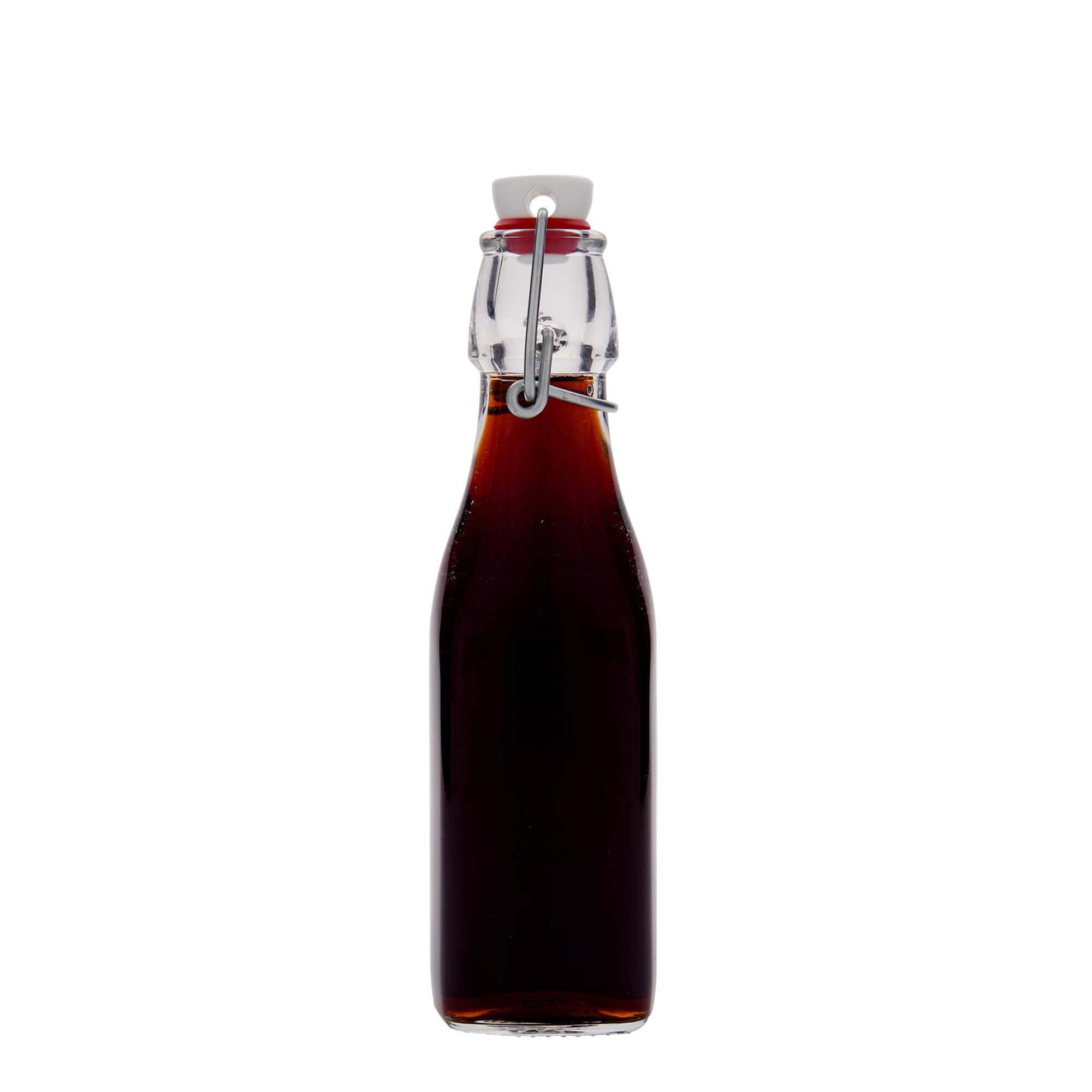 250 ml szklana butelka 'Swing, kwadratowa, otwór: zamknięcie na zaczep'