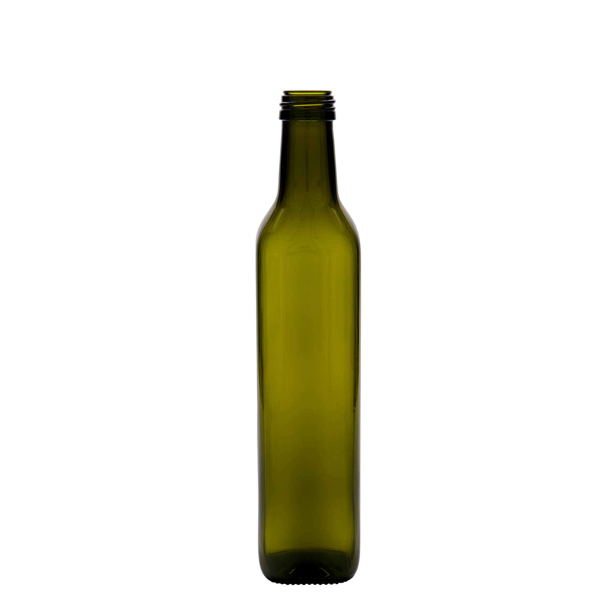 500 ml butelka szklana 'Marasca', kwadratowa, antyczny zielony, gwint: PP 31,5