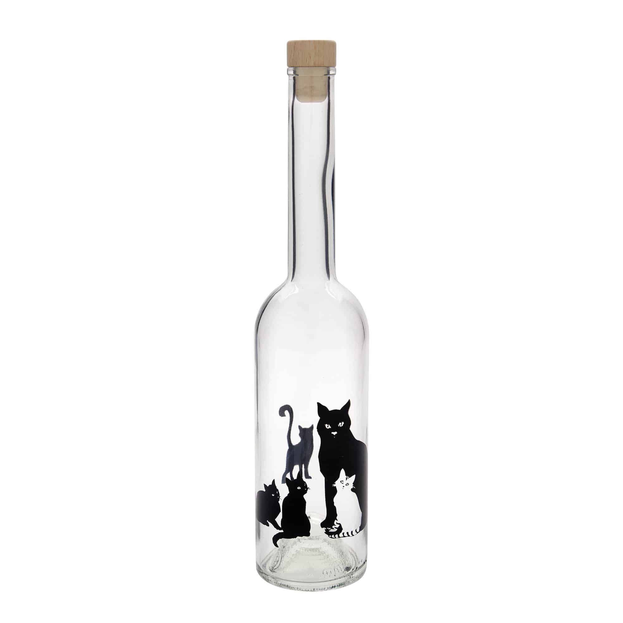 500 ml butelka szklana 'Opera', motyw: koty, szyjka: korek
