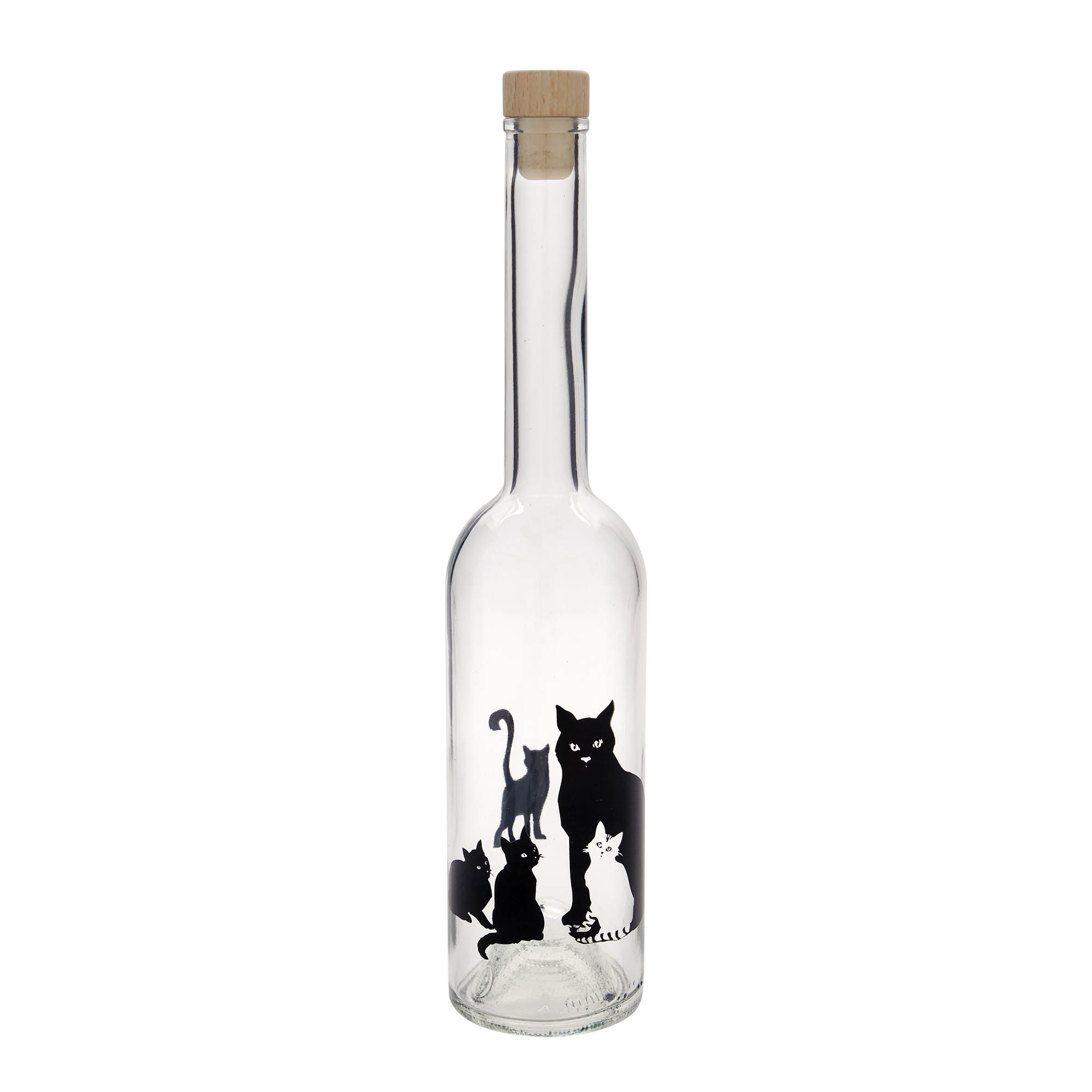 500 ml butelka szklana 'Opera', motyw: koty, szyjka: korek