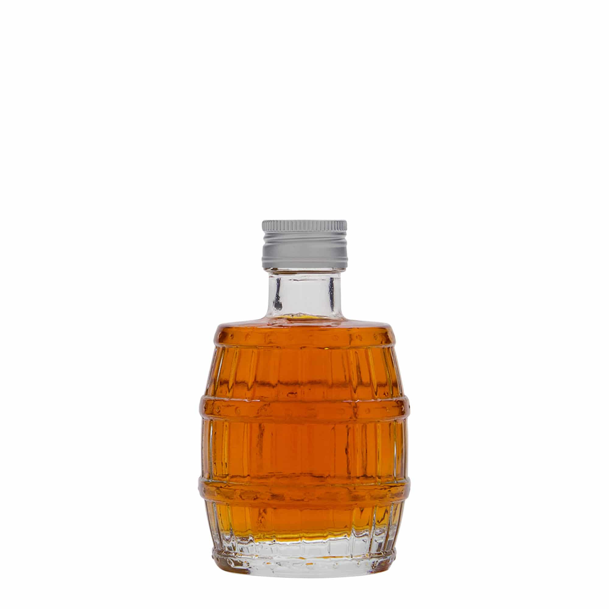 Butelka szklana 100 ml „beczka”, gwint: PP 24 Butelka szklana 100 ml „beczka”, gwint: PP 24