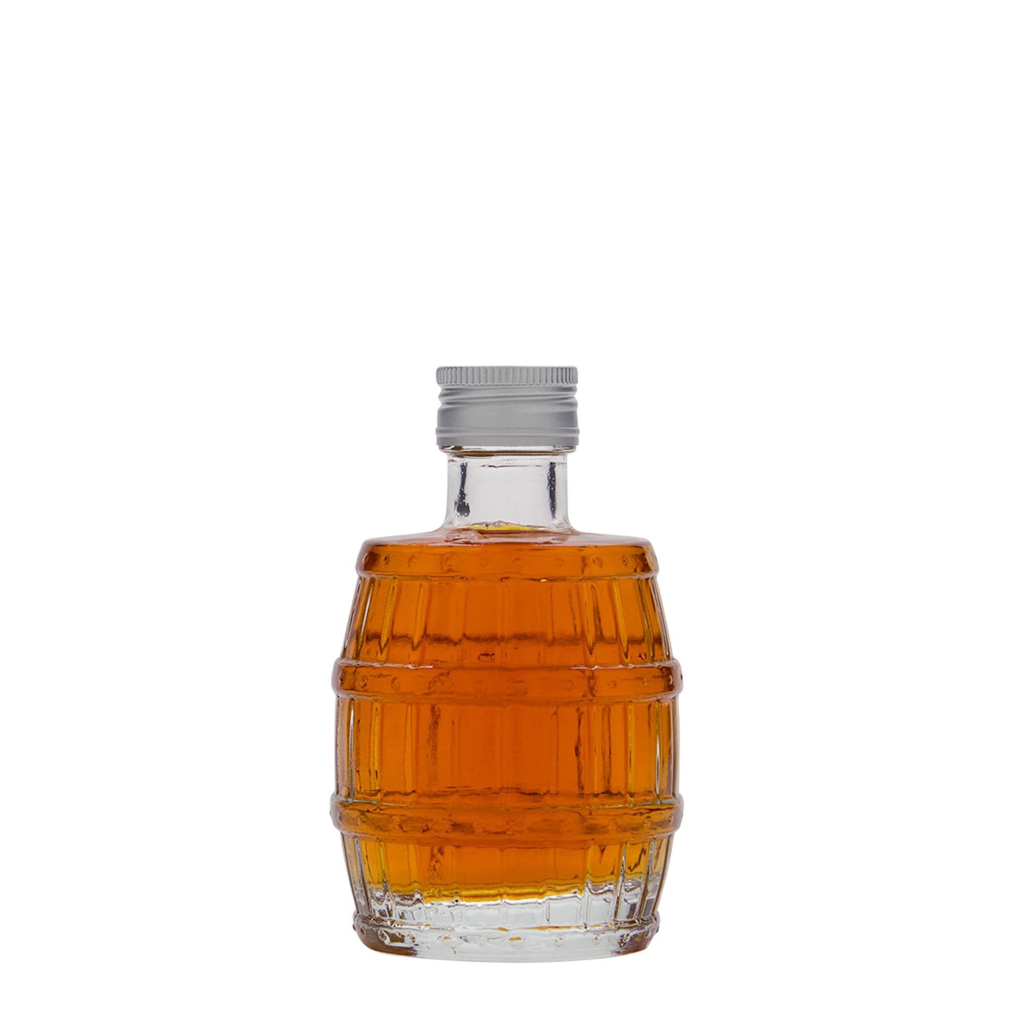 Butelka szklana 100 ml „beczka”, gwint: PP 24 Butelka szklana 100 ml „beczka”, gwint: PP 24