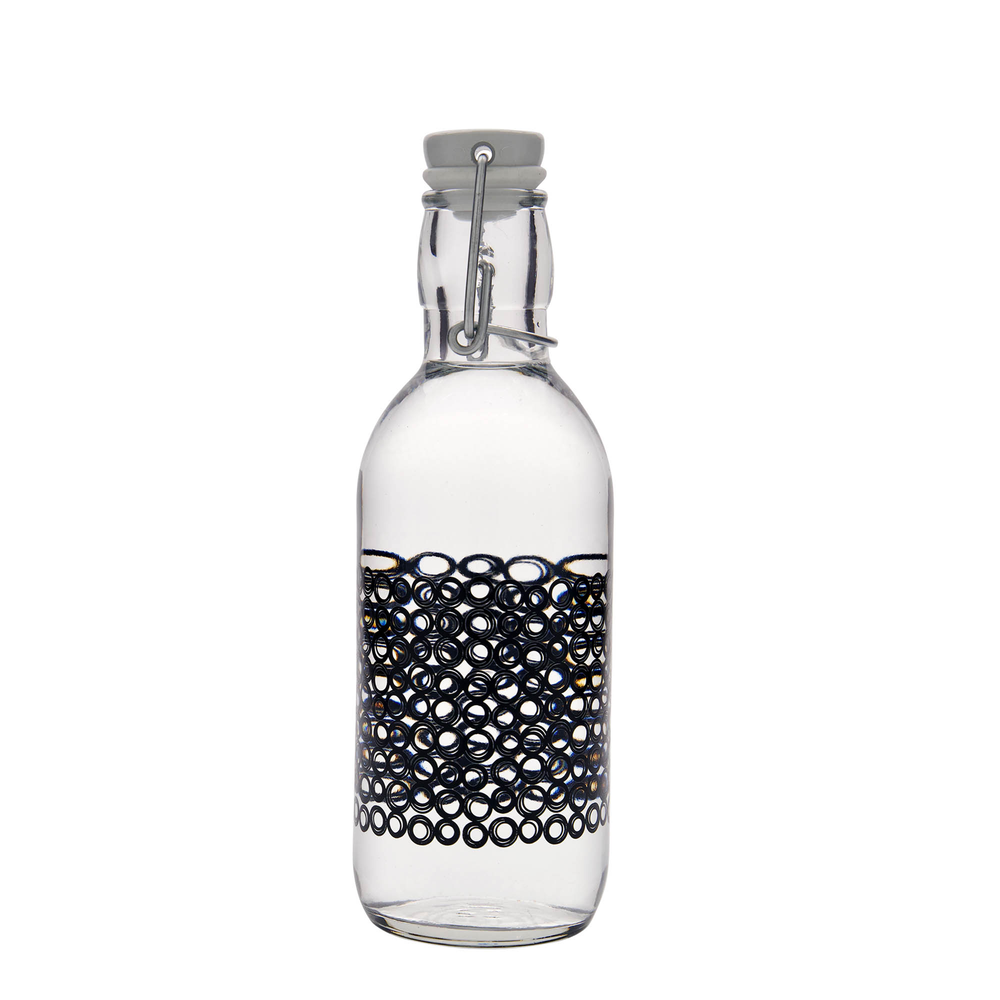 Butelka szklana 500 ml „Emilia”, motyw: Circola nero, korek typu uchwytowego Butelka szklana 500 ml „Emilia”, motyw: Circola nero, korek typu uchwytowego