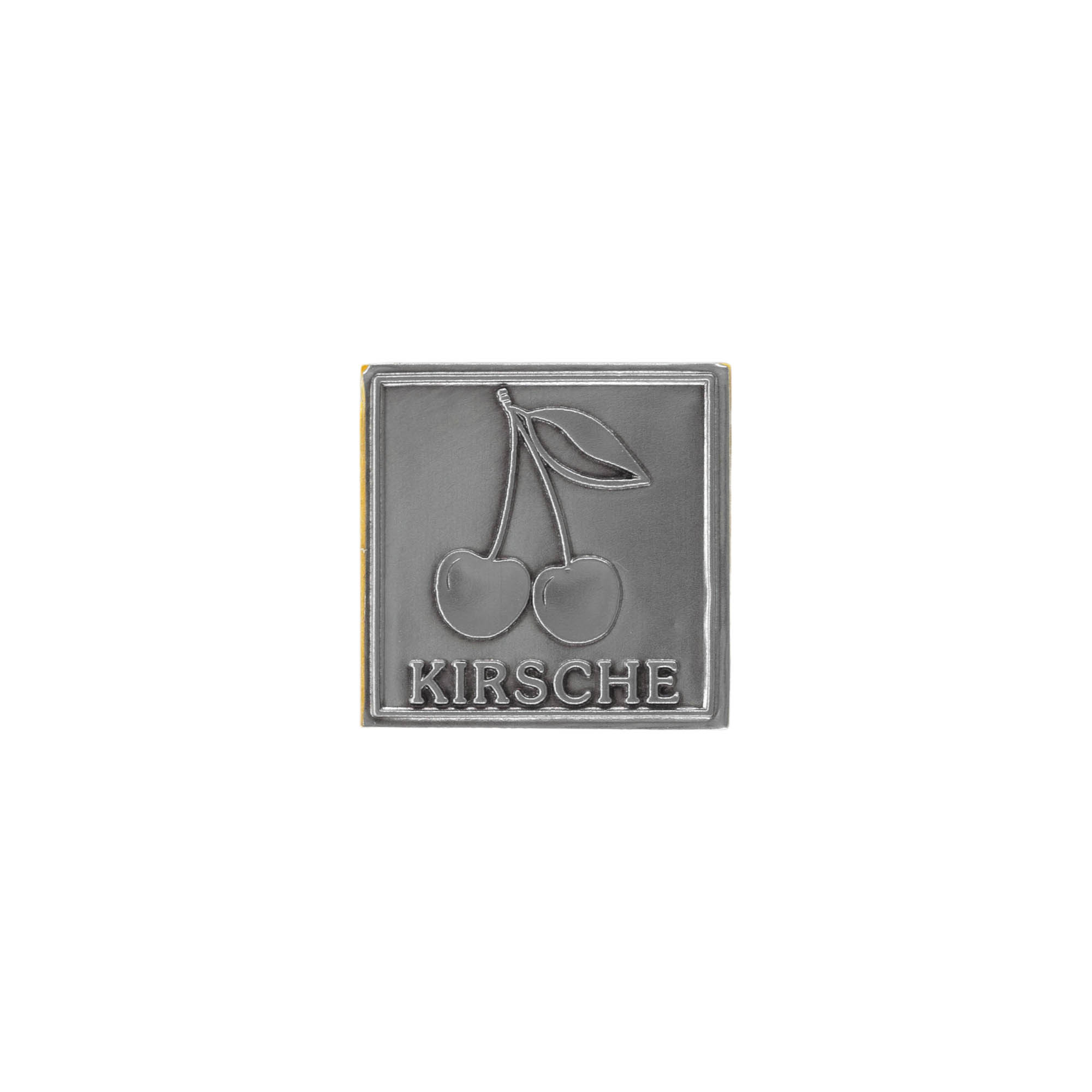 Etykieta cynowa „Wiśnia”, kwadratowa, metalowa, srebrna Etykieta cynowa „Wiśnia”, kwadratowa, metalowa, srebrna