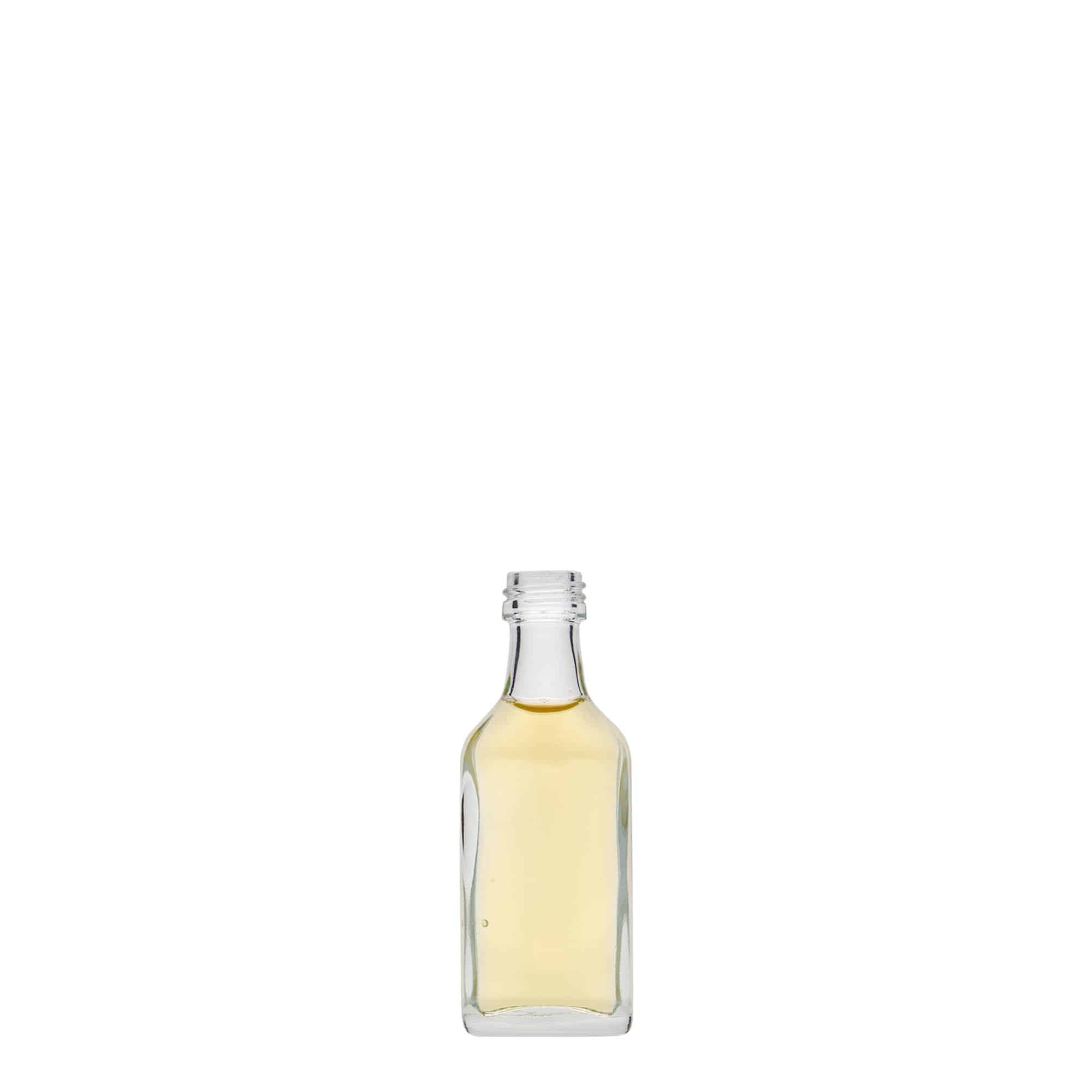20 ml butelka kieszonkowa, prostokątna, szkło, szyjka: PP 18