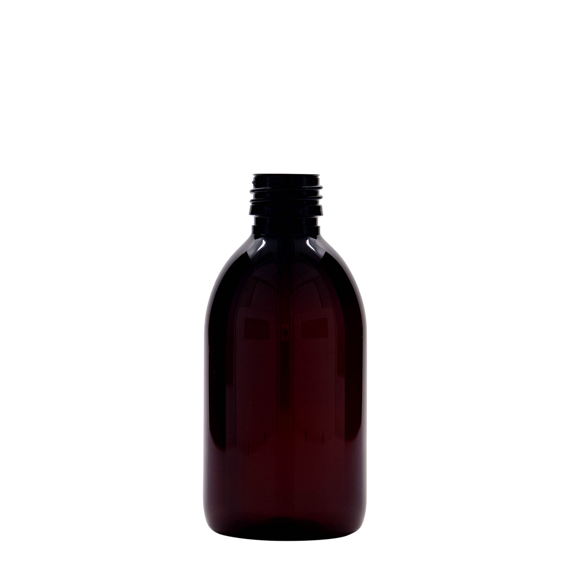 250 ml butelka medyczna PET, brązowa, plastik, gwint: PP 28