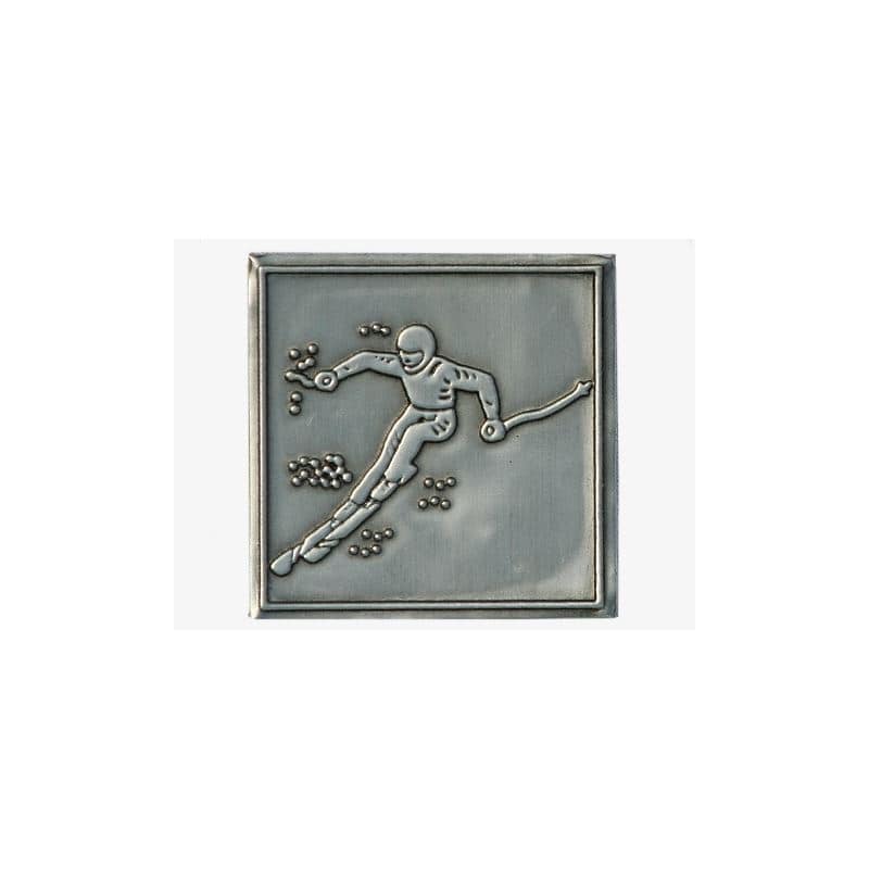 Etykieta cynowa 'Odjazd', kwadratowa, metal, kolor srebrny