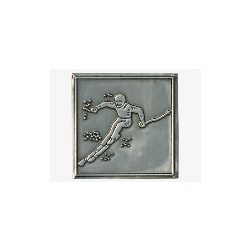 Etykieta cynowa „Odjazd”, kwadratowa, metalowa, srebrna Etykieta cynowa „Odjazd”, kwadratowa, metalowa, srebrna