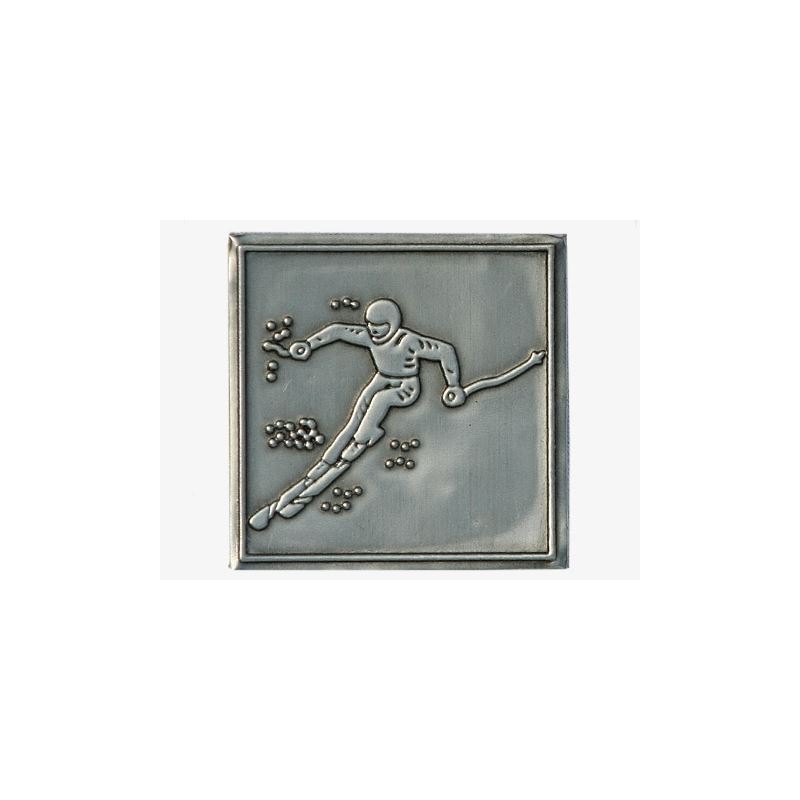 Etykieta cynowa „Odjazd”, kwadratowa, metalowa, srebrna