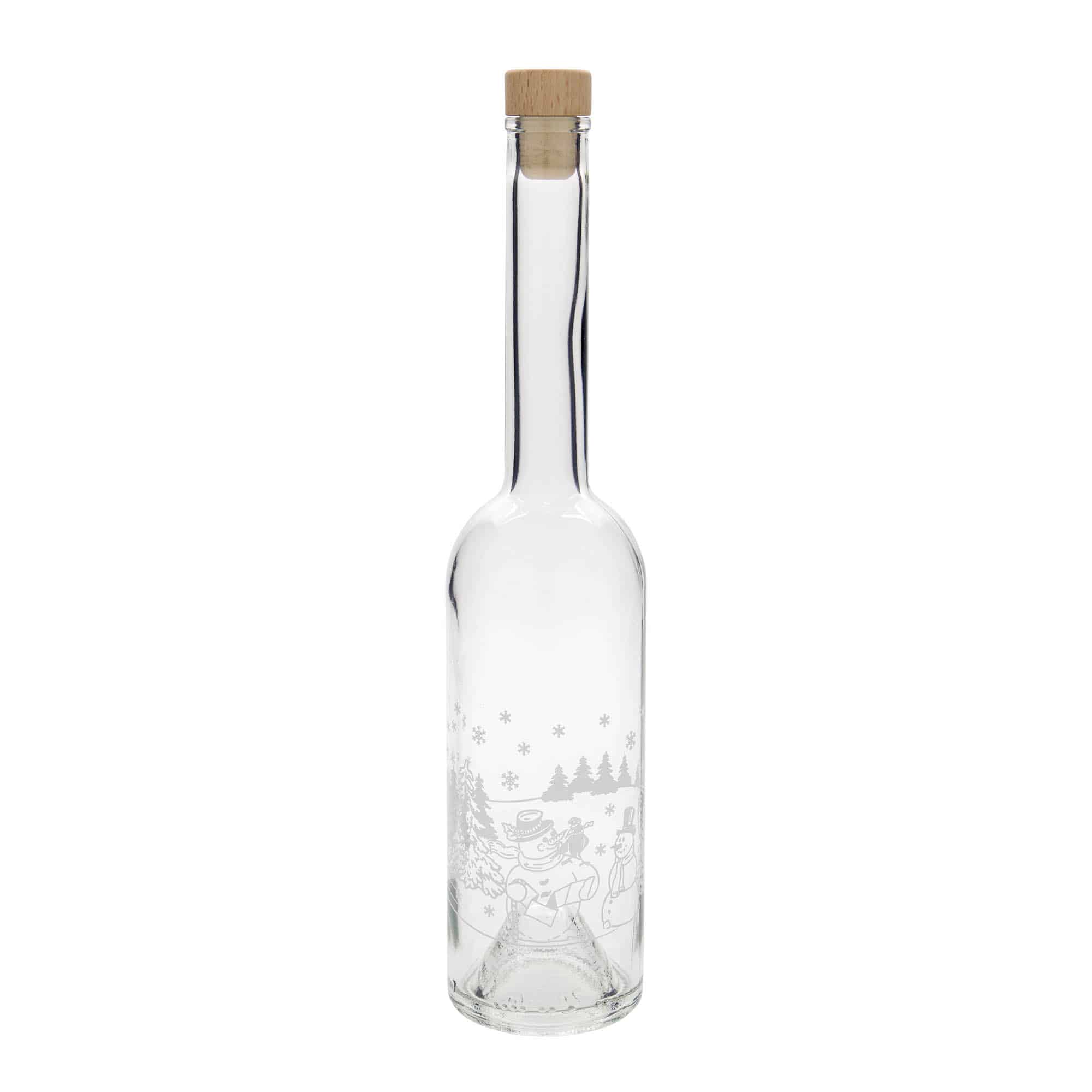 500 ml butelka szklana 'Opera', motyw: butelka bałwana, szyjka: korek