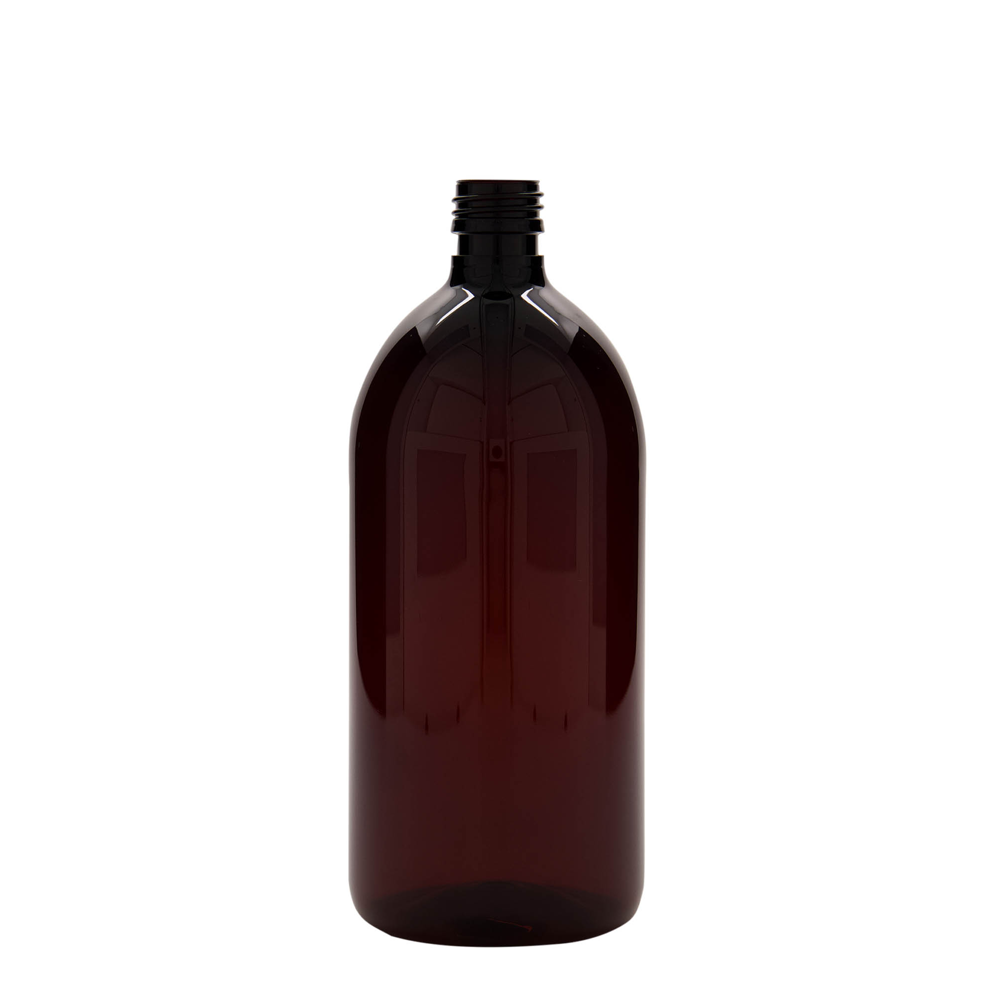 1.000 ml butelka medyczna PET, brązowa, plastik, gwint: PP 28