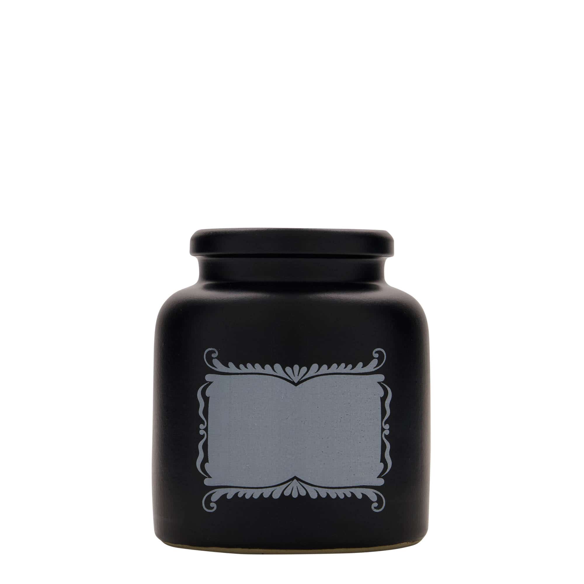 270 ml garnek z kamionki, motyw: pole etykiety, ceramika, czarny, wylot: nakładana pokrywka 270 ml garnek z kamionki, motyw: pole etykiety, ceramika, czarny, wylot: nakładana pokrywka