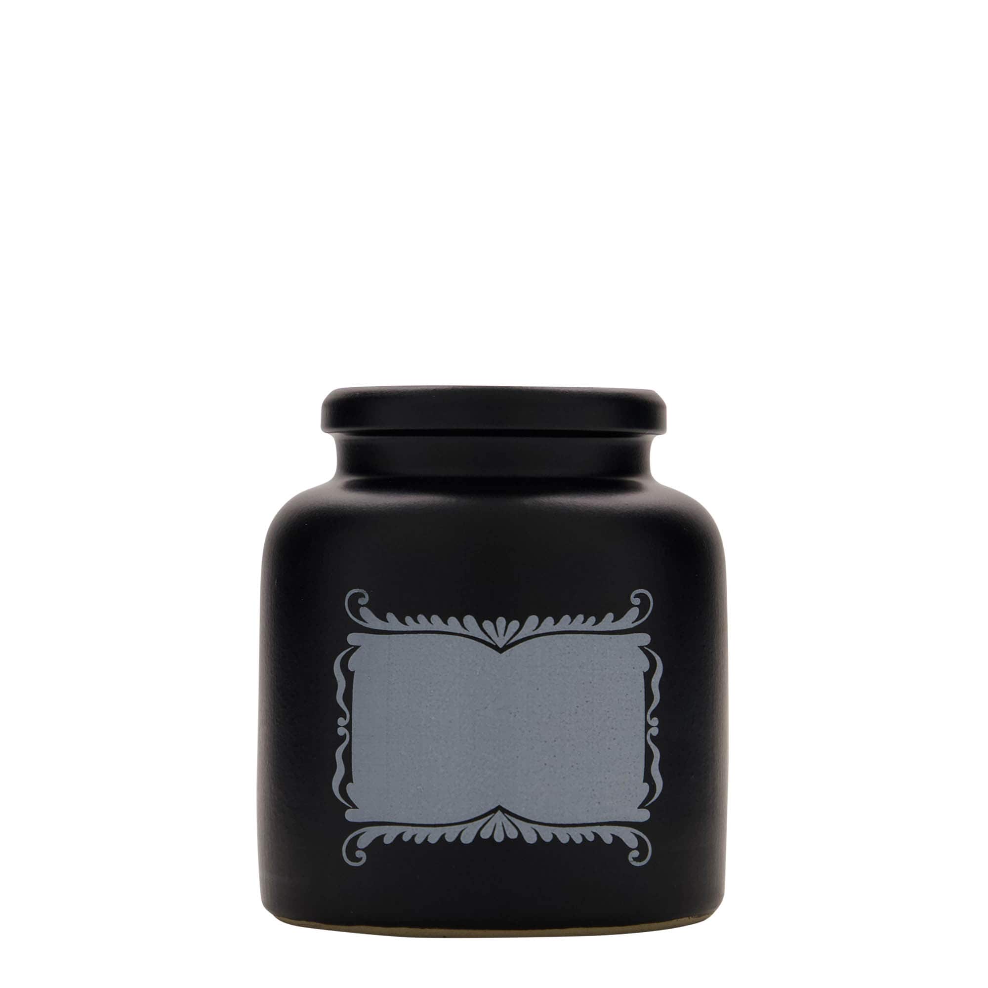 270 ml garnek z kamionki, motyw: pole etykiety, ceramika, czarny, wylot: nakładana pokrywka