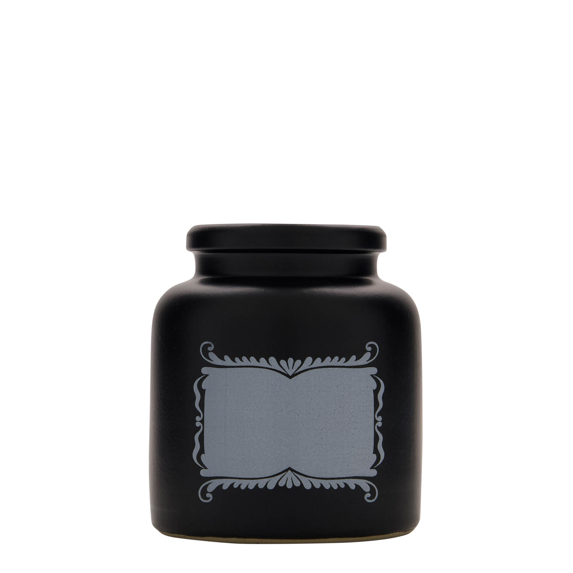 270 ml garnek z kamionki, motyw: pole etykiety, ceramika, czarny, wylot: nakładana pokrywka