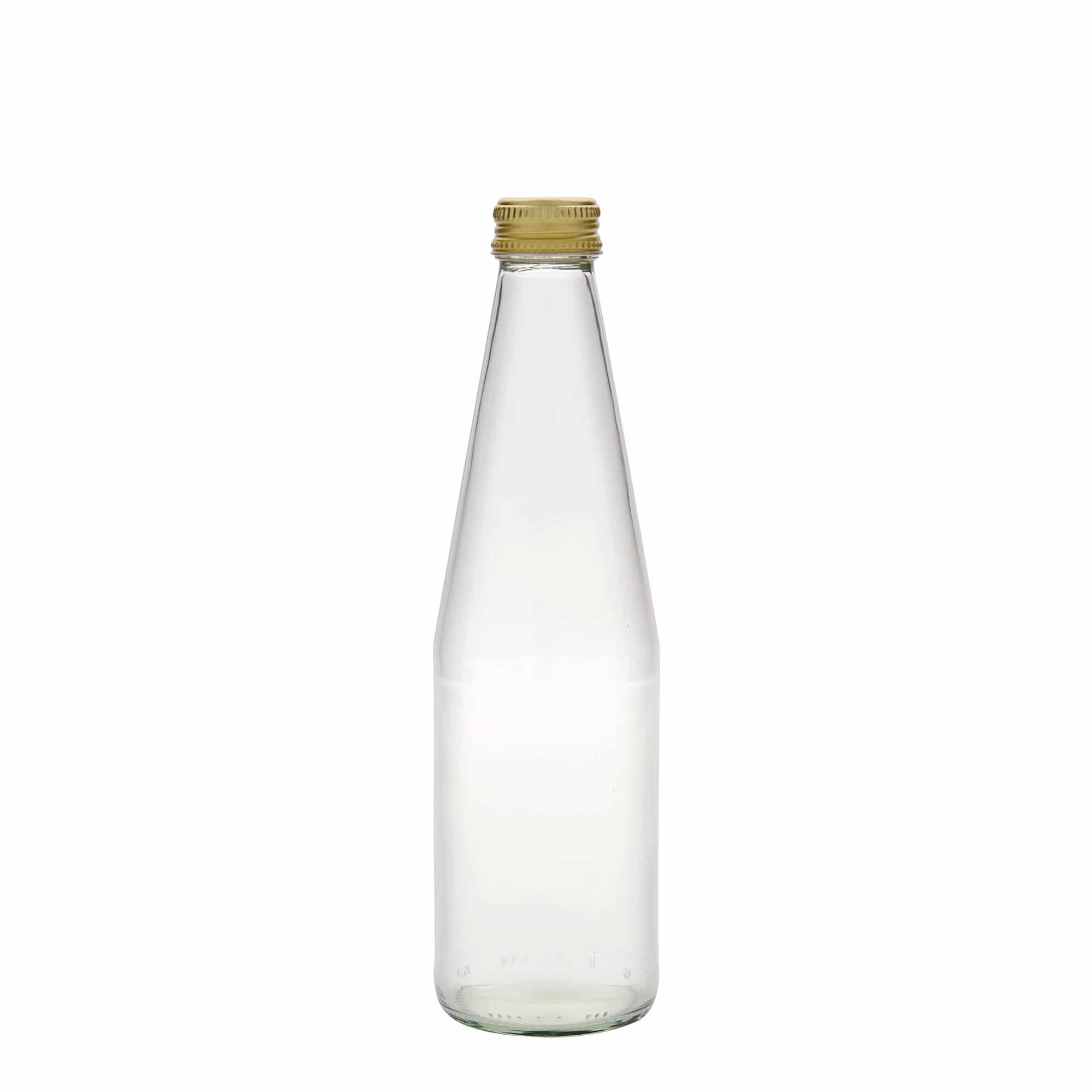 330 ml uniwersalna butelka w kształcie marchewki, szkło, gwint: PP 28