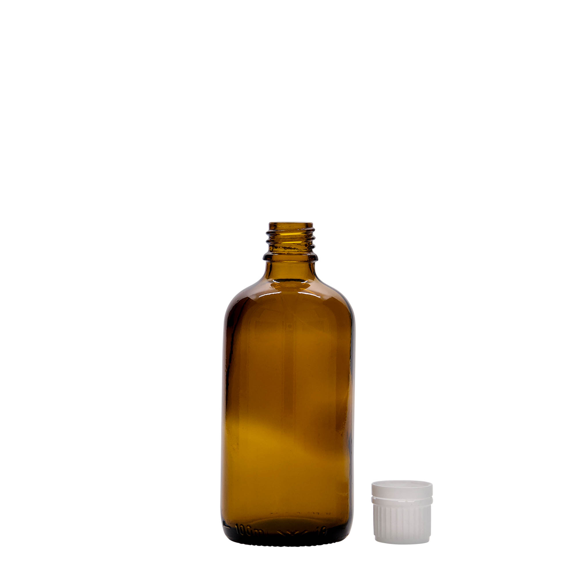 100 ml butelka medyczna, szkło, brązowa, szyjka: DIN 18