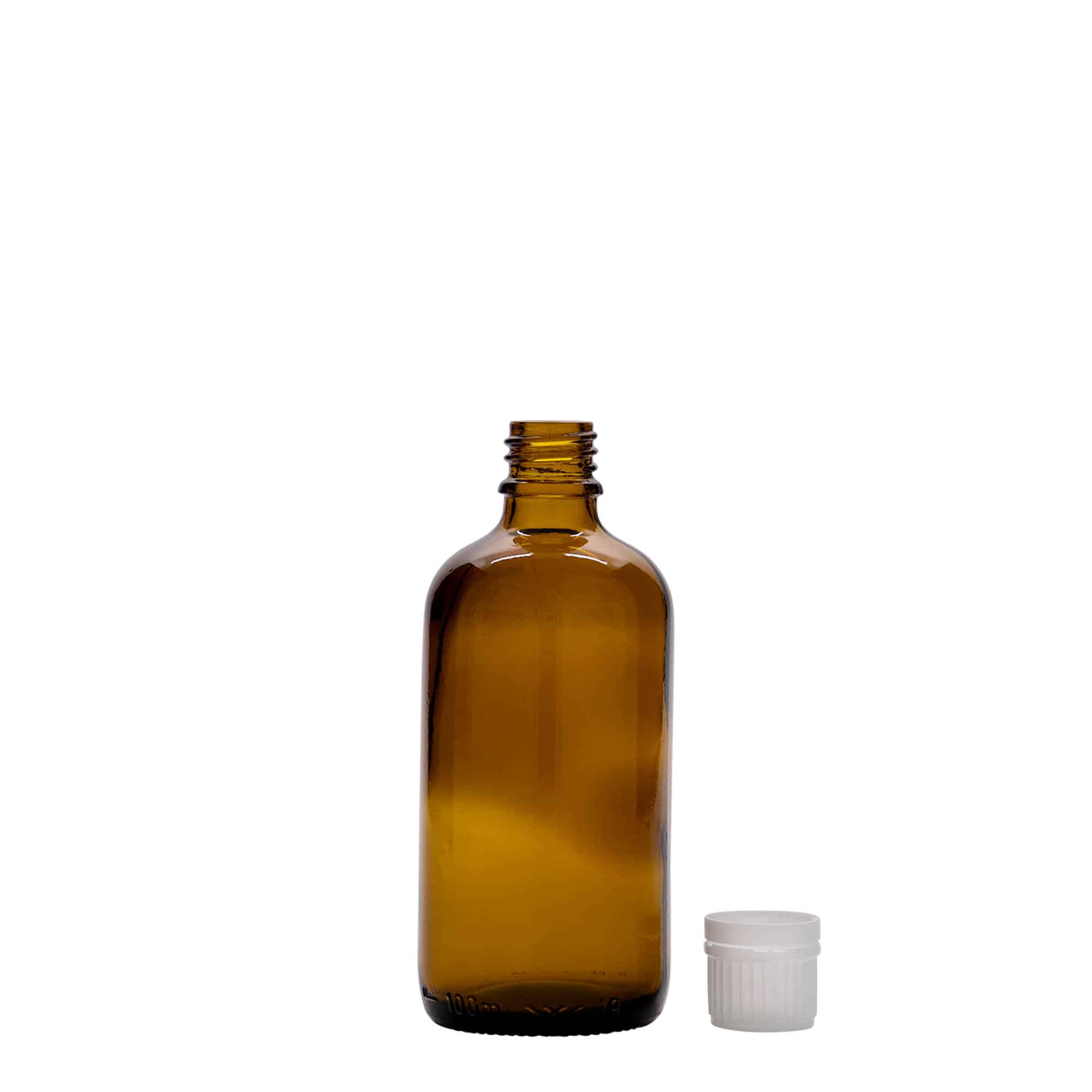 100 ml butelka medyczna, szkło, brązowa, szyjka: DIN 18