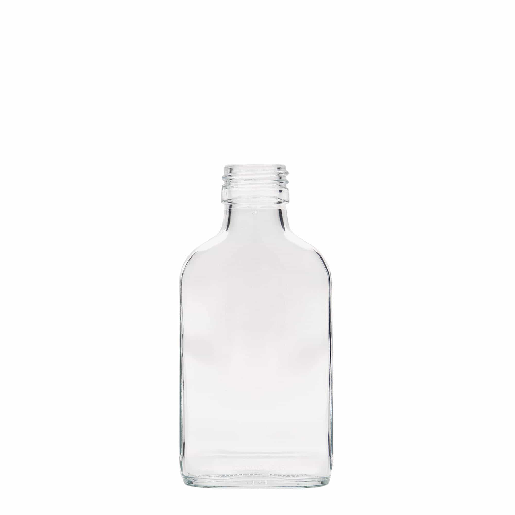 100 ml butelka piersiówka, prostokątna, szkło, zamknięcie: PP 28