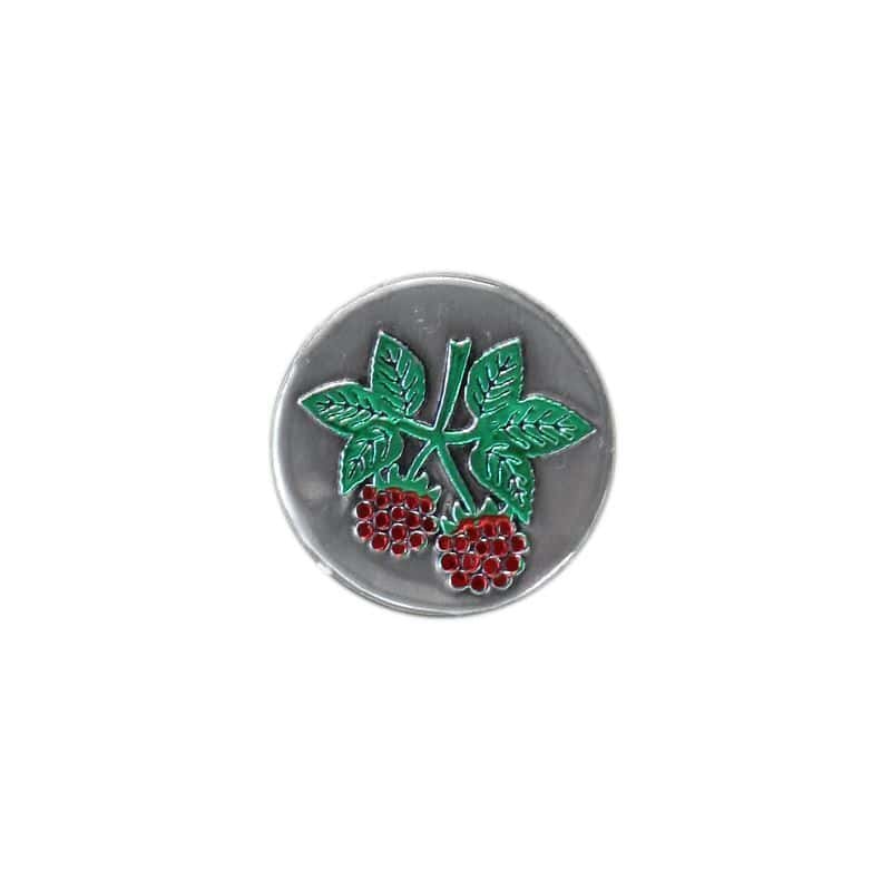 Etykieta cynowa 'Malina', okrągła, metal, kolor srebrny Etykieta cynowa 'Malina', okrągła, metal, kolor srebrny