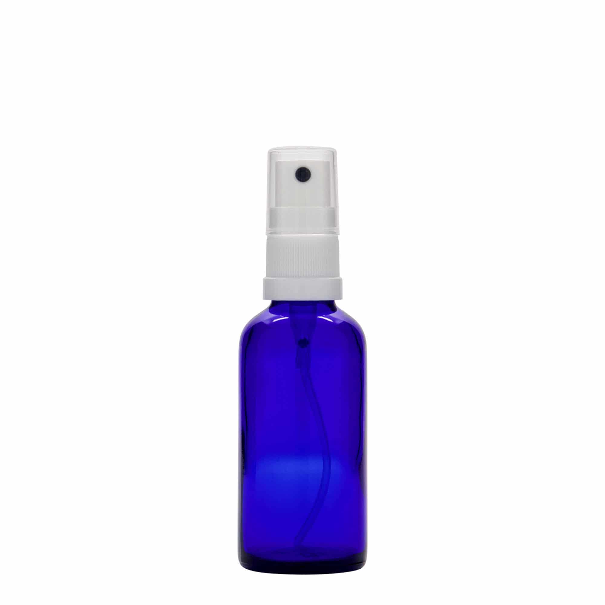 50 ml butelka farmaceutyczna z rozpylaczem, szkło, kolor błękit królewski, zamknięcie: DIN 18