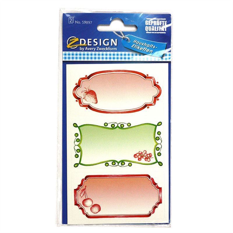 Zweckform etykiety „Owoce”, prostokątne, papier, wielokolorowe